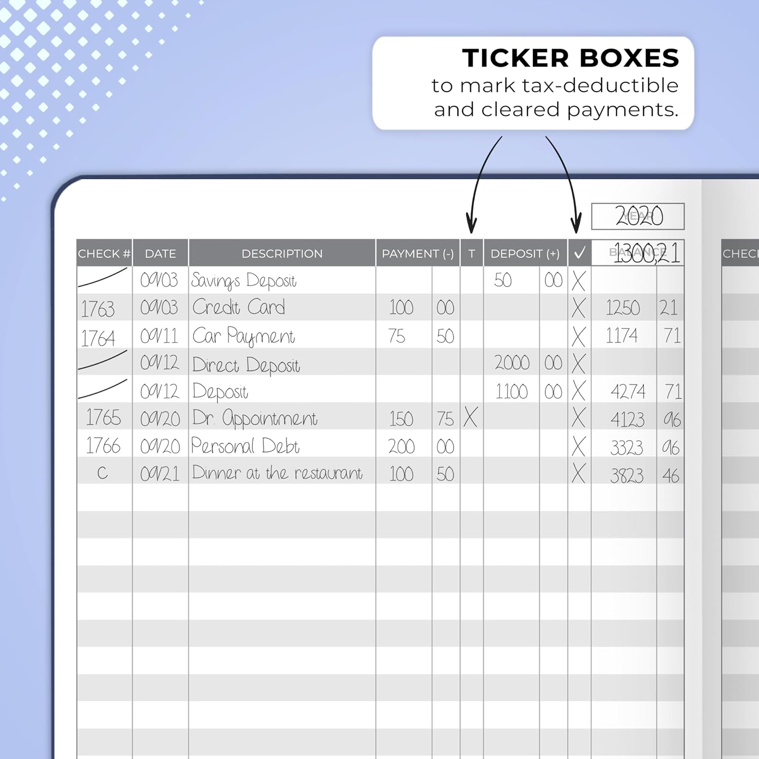 Clever Fox Check Register Book, Checkbook Ledger, 5.8x8.3 Purple
