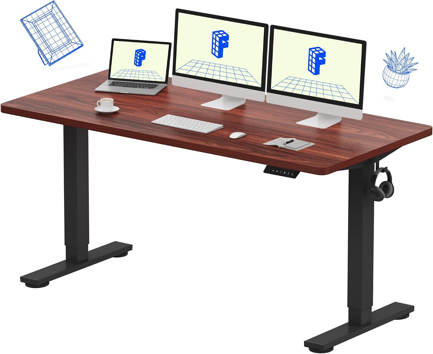 FLEXISPOT EN1 One-Piece Standing Desk, Electric Adjustable with 4 Memory Presets, 176 LBS Capacity, Stable & Quiet
