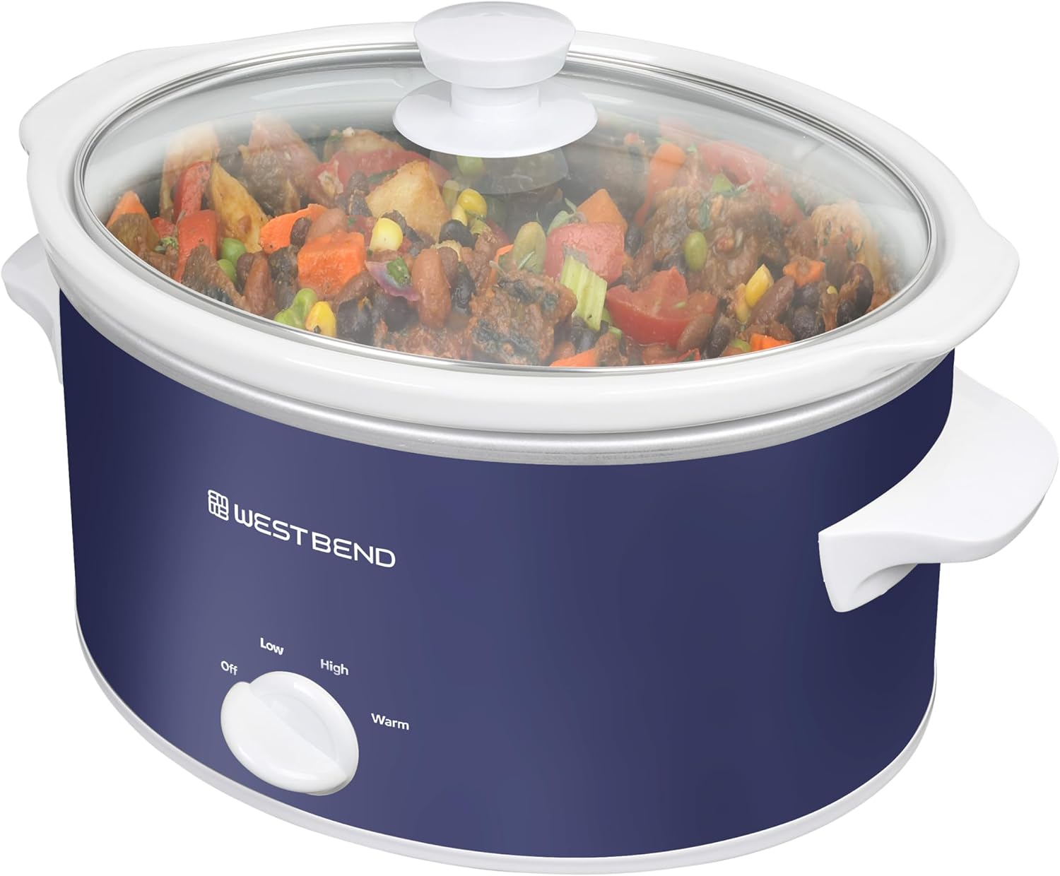 West Bend Slow Cooker 4-Quart Manual Crockery Style with Dishwasher Safe Oval Ceramic Crockpot and Glass Lid Two Temperature Settings Plus Keep Warm, 210-Watts, Black