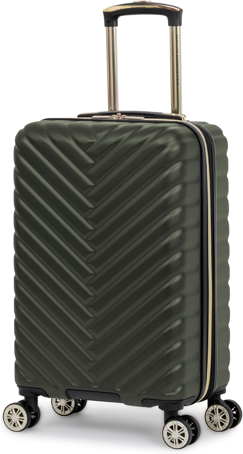 Kenneth Cole REACTION Madison Square Lightweight Hardside Chevron Expandable Spinner Luggage, Black, (28-Inch Checked)