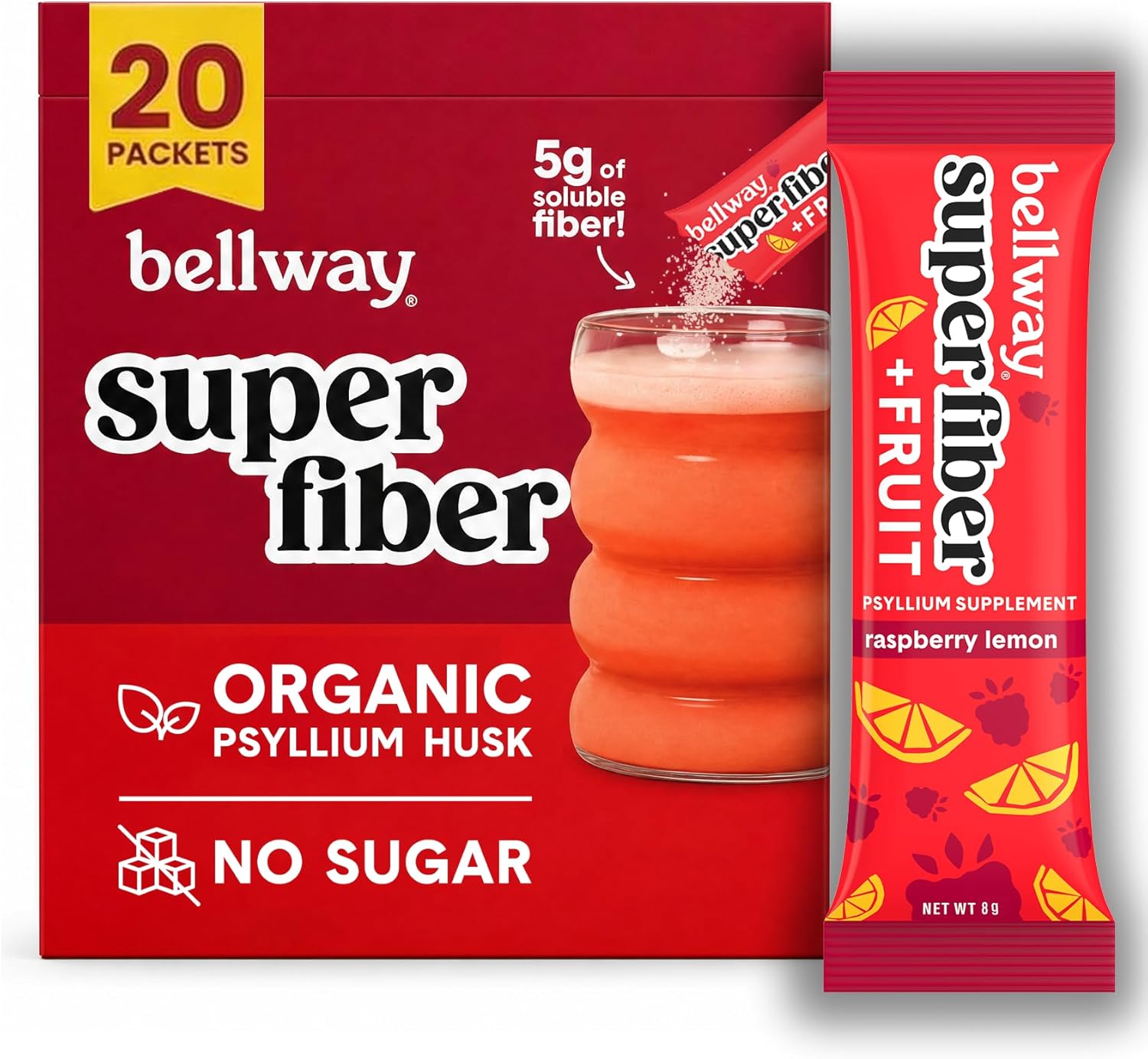 Bellway Super Fiber + Fruit, Organic Psyllium Husk Powder, Sugar-Free