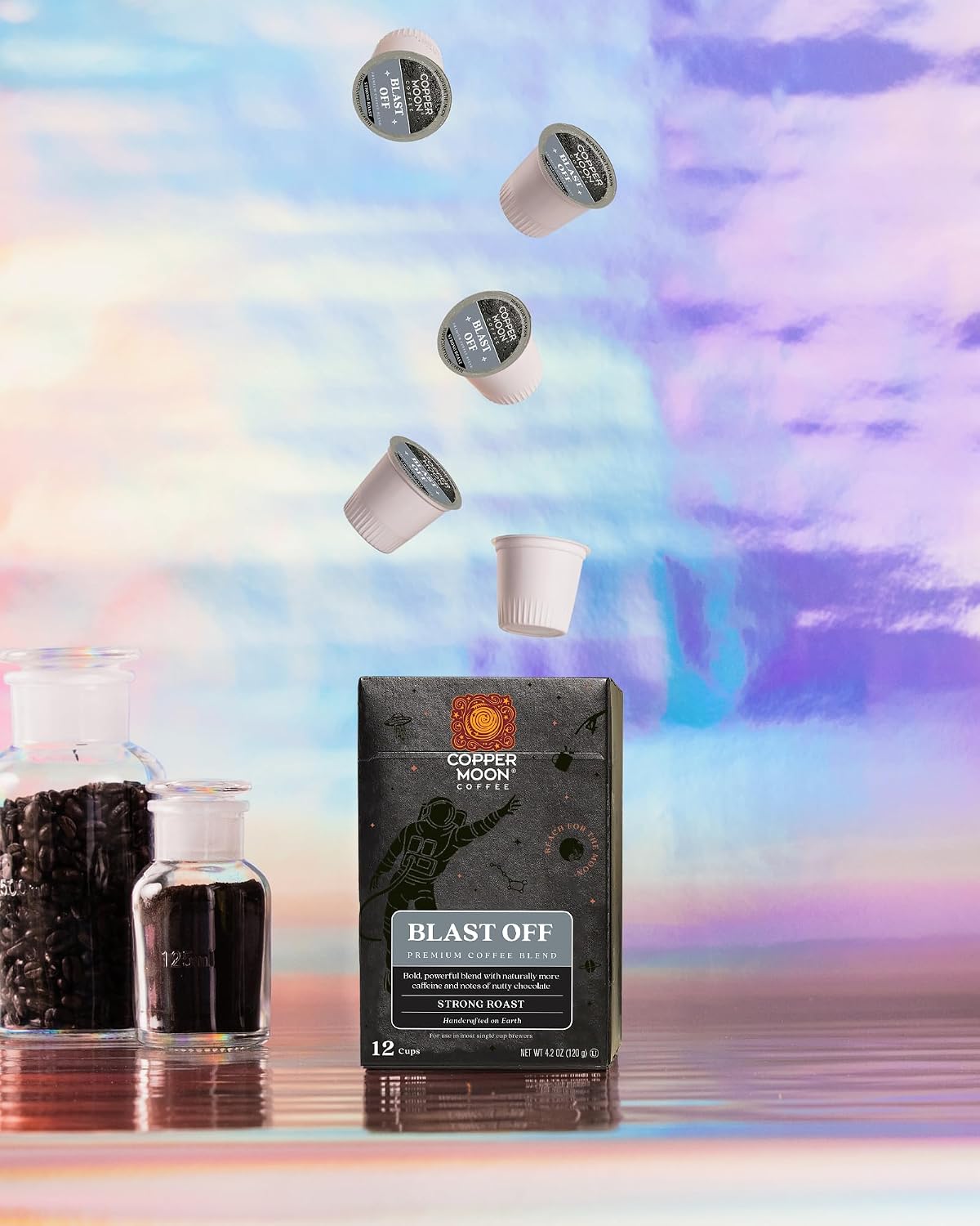 Copper Moon K-Cup Coffee Pods, Medium Roast, Costa Rican Blend, 80 Count | Single Serve, Vegan, Allergen Free, Non-GMO, Kosher, Small Batch Roasted, Vegetarian, Compatible with Keurig K Cup Brewers