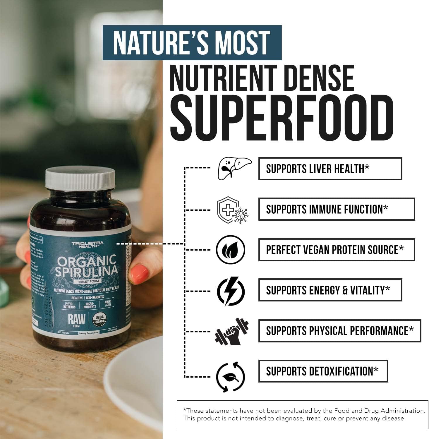 Organic Spirulina Powder – Made with Parry® Spirulina, Known for Superior Purity and Nutrient Density – Vegan Farming – Non-Irradiated – Blue-Green Algae Superfood Supplement – 75 Servings – 8 oz