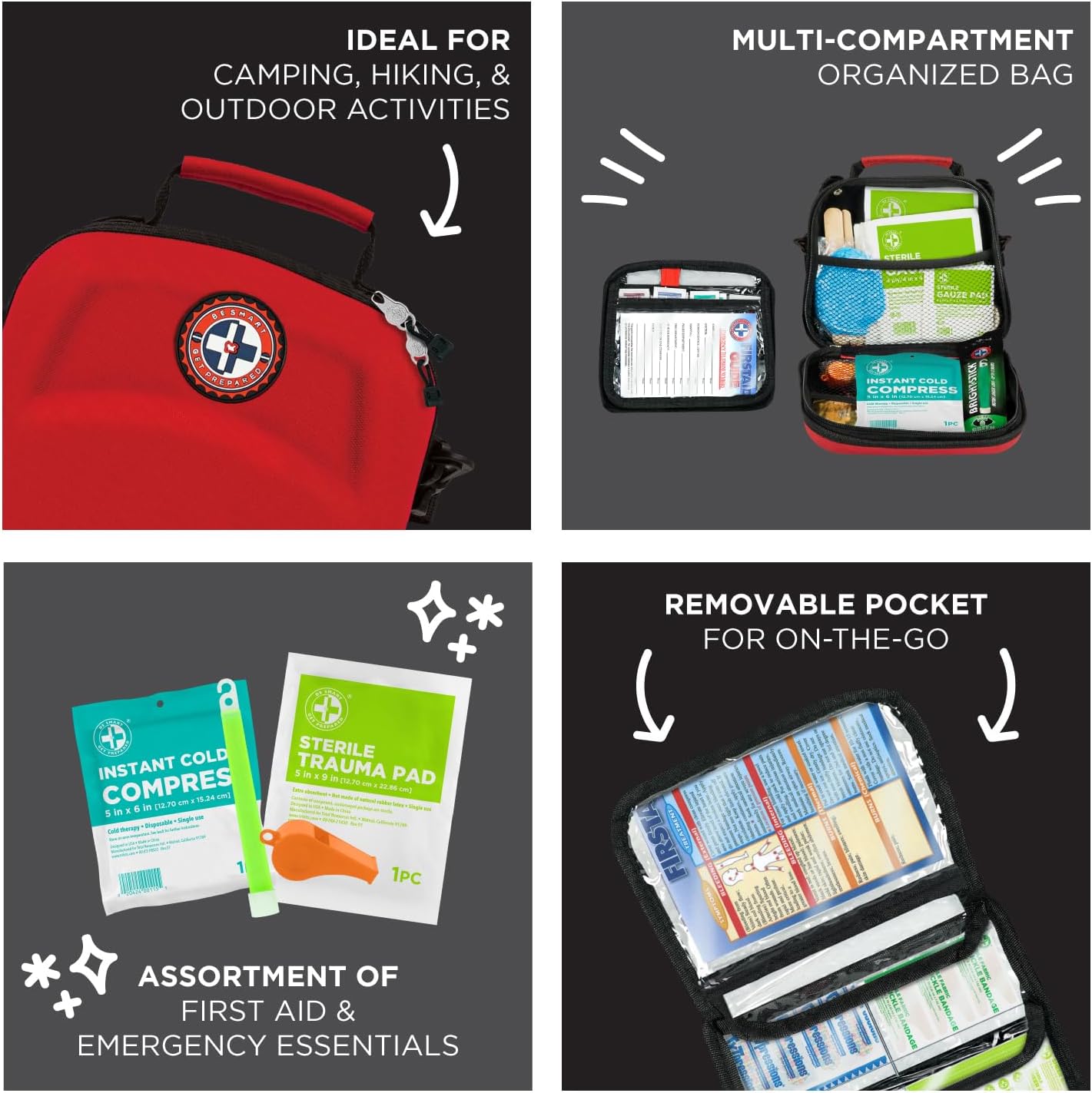 Be Smart Get Prepared 303 Pc First Aid Hard Shell Bag Outdoor Sports Home