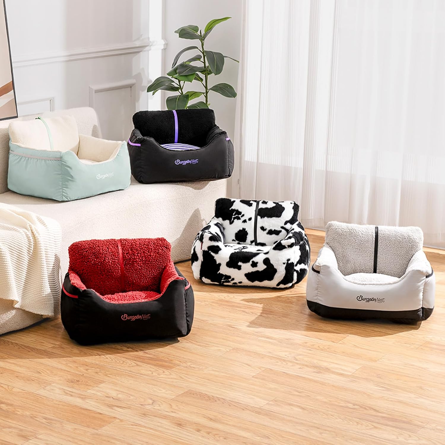 BurgeonNest Dog Car Seat for Small Dogs & Cats Under 25 lbs,Black