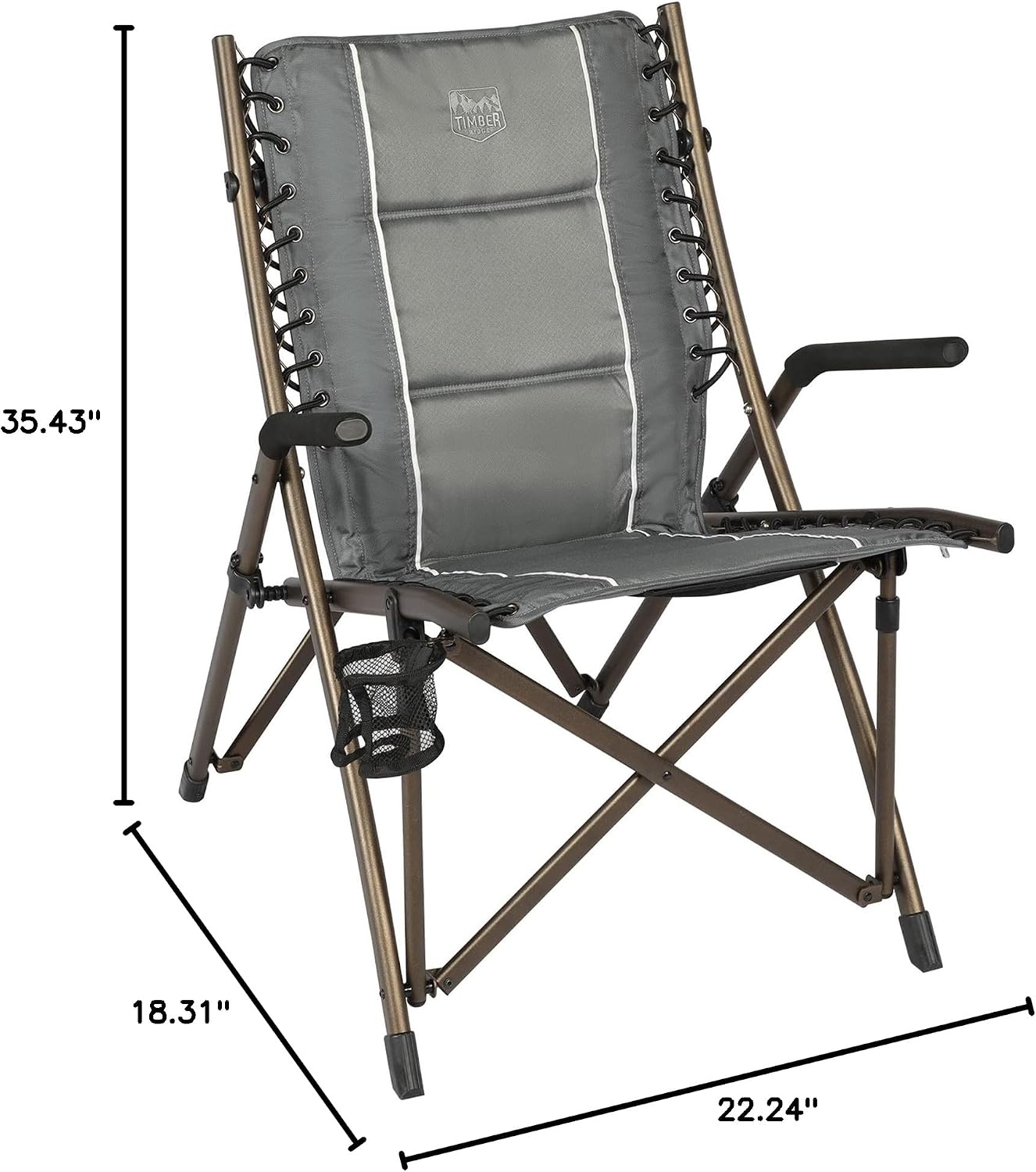 Timber Ridge Bungee Folding Camping Chairs for Adults Supports 300lbs, Grey