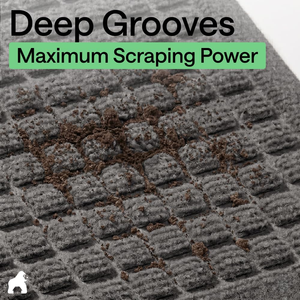 GORILLA GRIP® HydroABSORB Door Mat for Indoor Outdoor Use, 29x17 Black