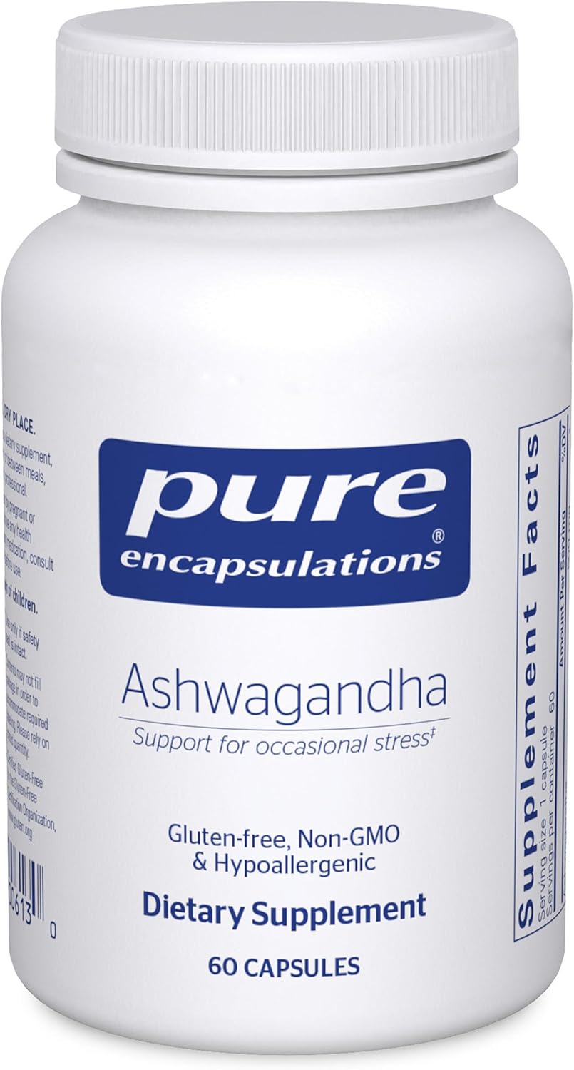 Pure Encapsulations Ashwagandha - 500 mg Ashwagandha Extract - Metabolism & Stress Support - Immune Support* - GMO Free & Vegan - 60 Capsules | 500 mg Ashwagandha Extract, Metabolism and Stress Support, Immune Support*, Non-GMO and Vegan
