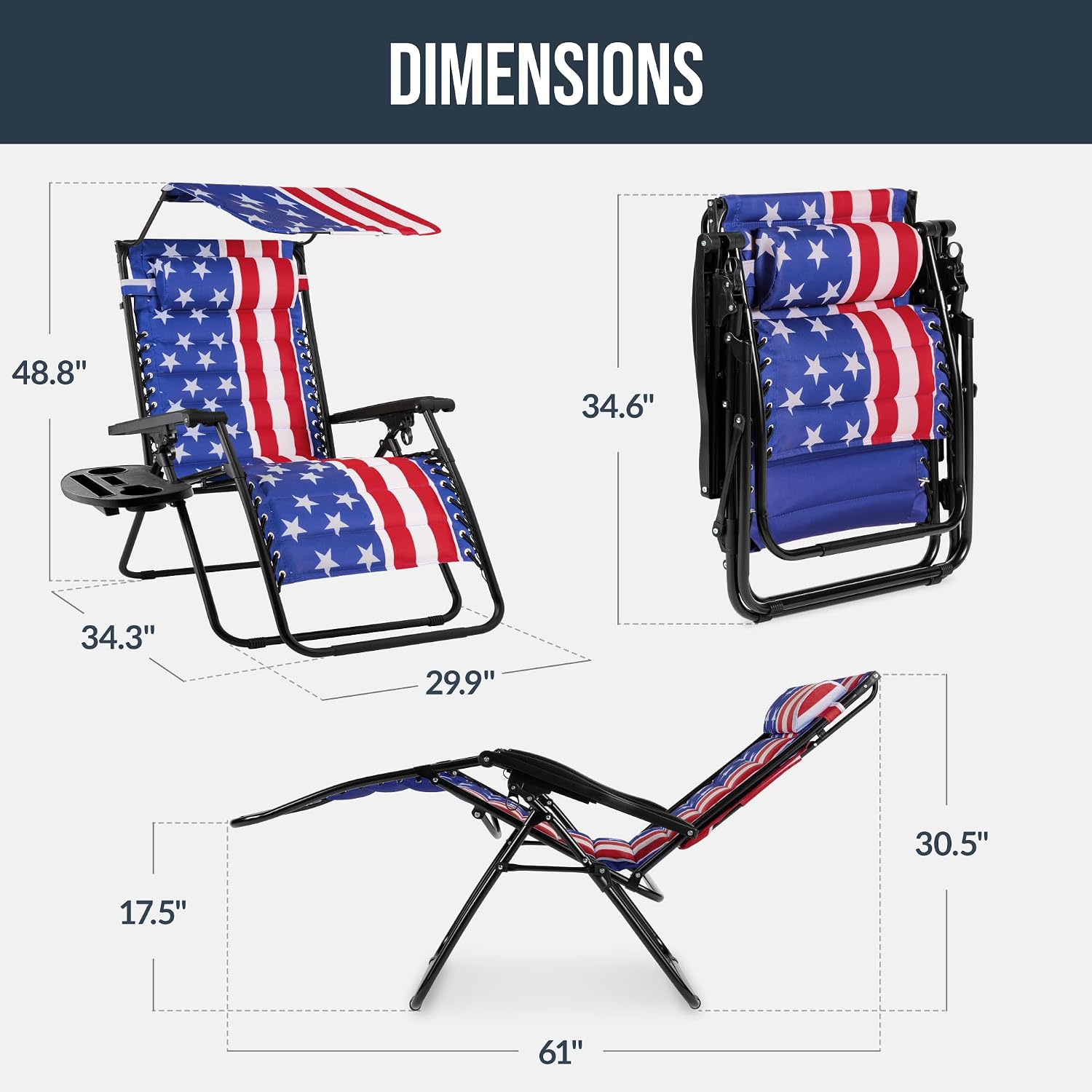 Best Choice Products Oversized Padded Zero Gravity Chair, Folding Outdoor Patio Recliner, XL Anti Gravity Lounger for Backyard w/Headrest, Cup Holder