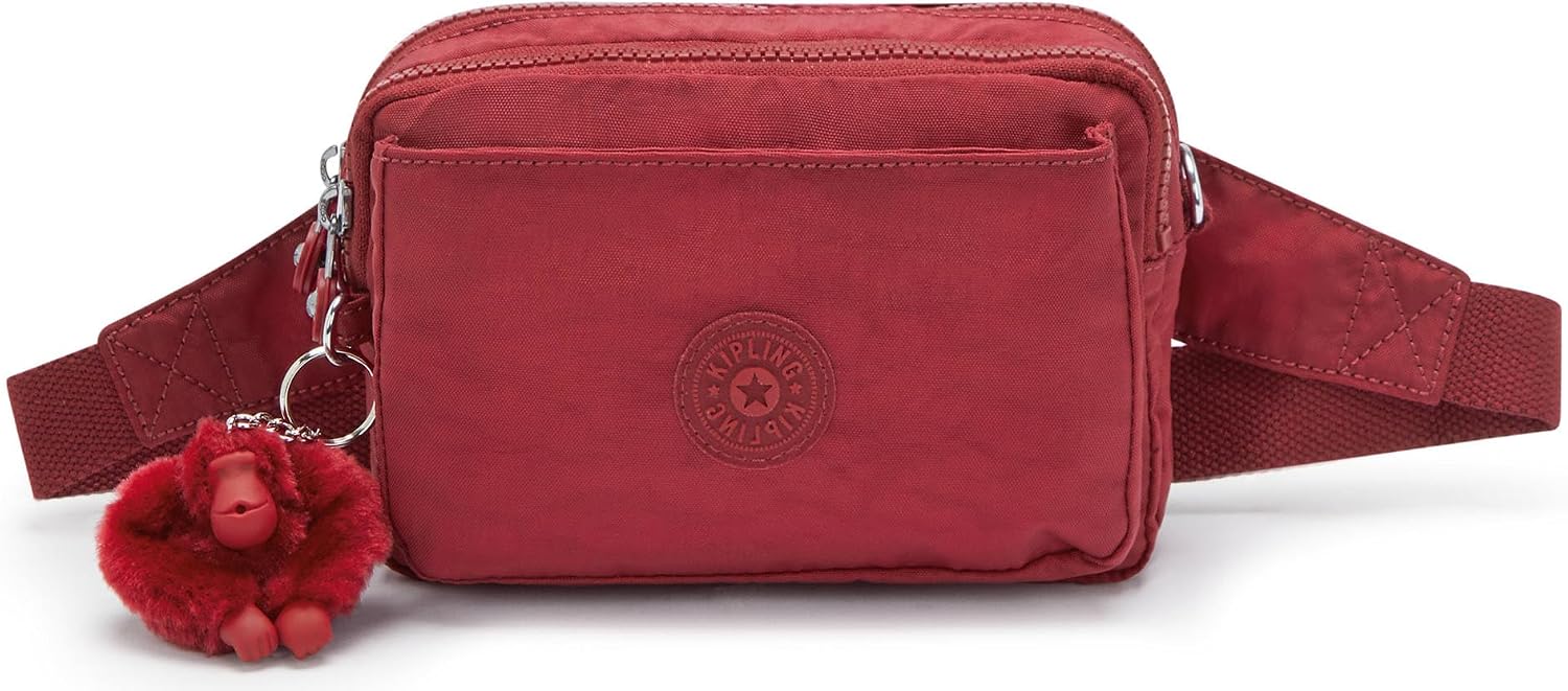 Kipling Women’s Abanu Medium Crossbody Bag, Lightweight, Adjustable Nylon Waist Pack with Multi-Compartment Zip Pockets