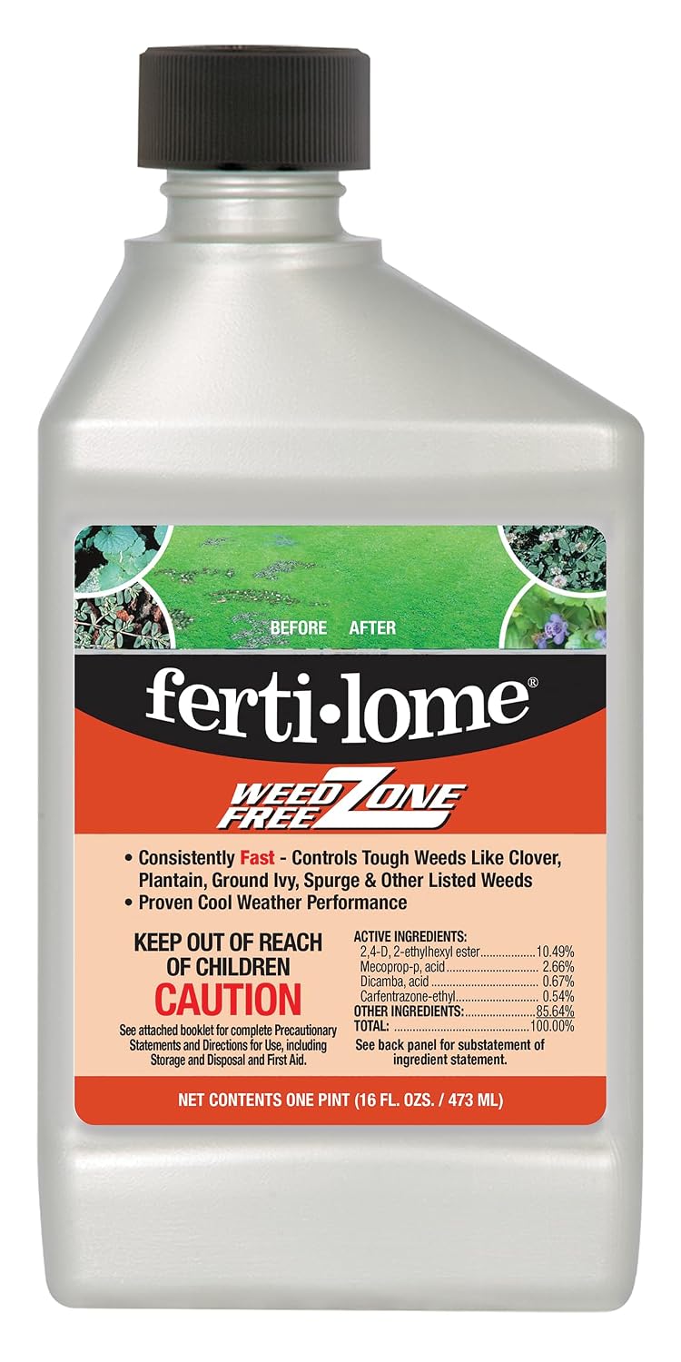 Fertilome (10524) Weed Free Zone Broadleaf Weed Killer Concentrate, 16 oz | Triclopyr + Clopyralid formula - Kills 80+ tough broadleaf weeds in cool & warm turfgrass - Home lawn owners