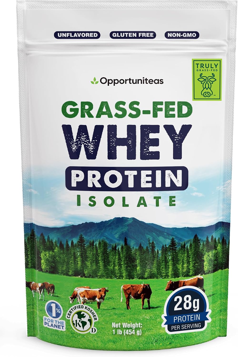 Unflavored Grass Fed Whey Isolate Protein Powder, 1 lb | Isolated, Flavorless Whey made with 100% GrassFed Hormone-Free Milk, It's Unsweetened, Cold-Pressed and Heavy-Metal Tested