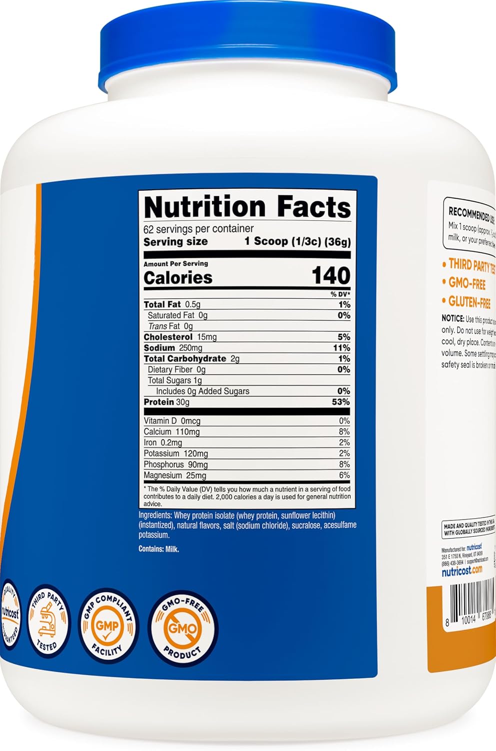 Nutricost Whey Protein Isolate Powder (Vanilla) 2LBS