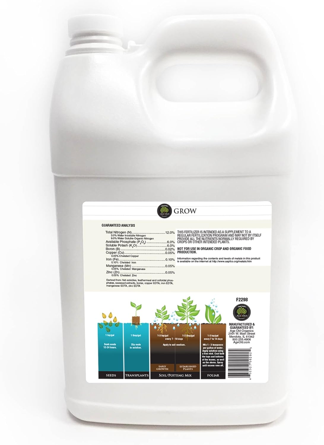 Grow Natural Based Liquid Fertilizer, 32-Ounce