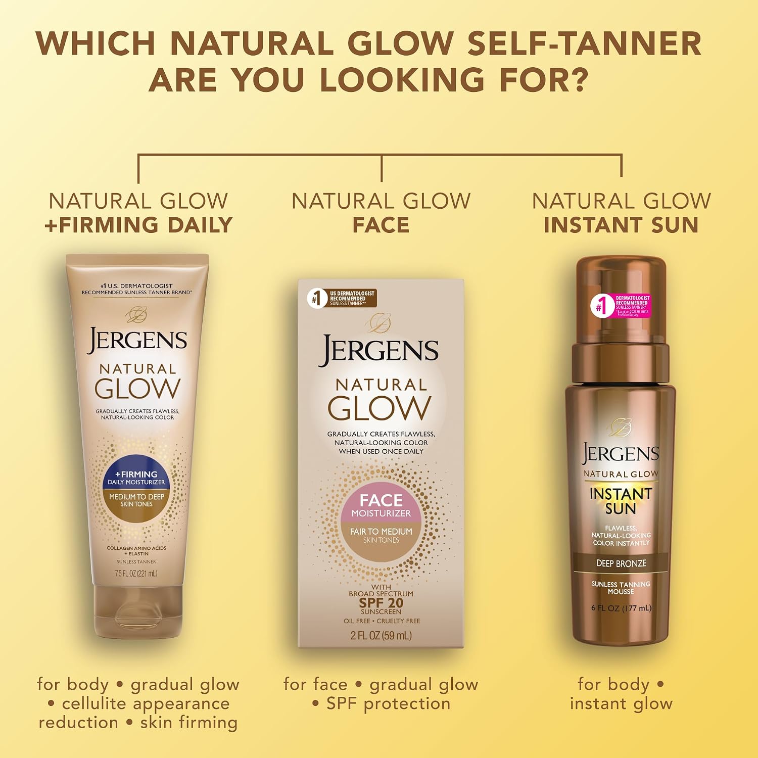 Jergens Natural Glow +Firming Self Tanner Body Lotion, Fair to Medium Skin Tone, Sunless Tanning Moisturizer with Collagen and Elastin. Helps to Visibly Reduce Cellulite, 7.5 Fl Oz | Sunless Tanning Moisturizer, Collagen and Elastin Formula, Reduces Cell…
