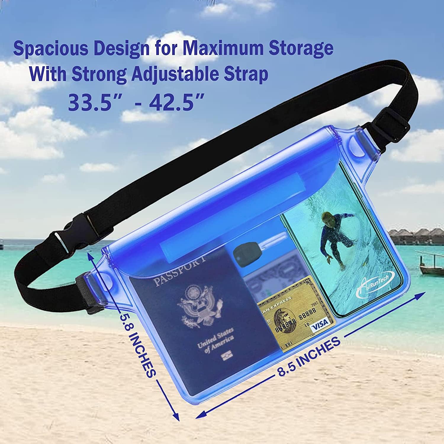 AiRunTech Waterproof Fanny Pack,Phone Pouch Dry Bag for Passport Wallet Purse,Floating Waterproof Bags for Travel Beach Swimming Kayaking Boating Cruise Accessories