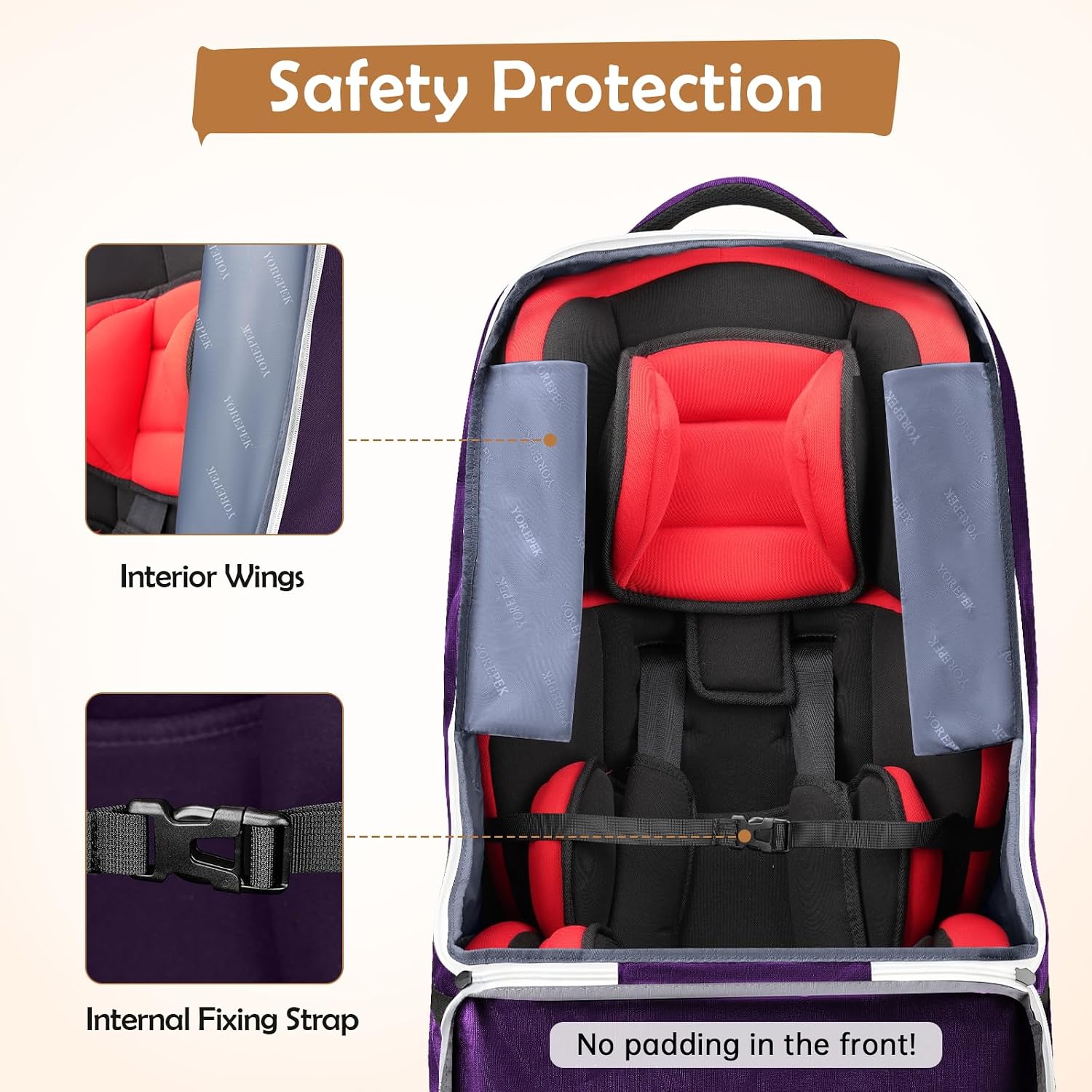 YOREPEK Padded Car Seat Travel Bag Backpack, Toddler Travel Essentials