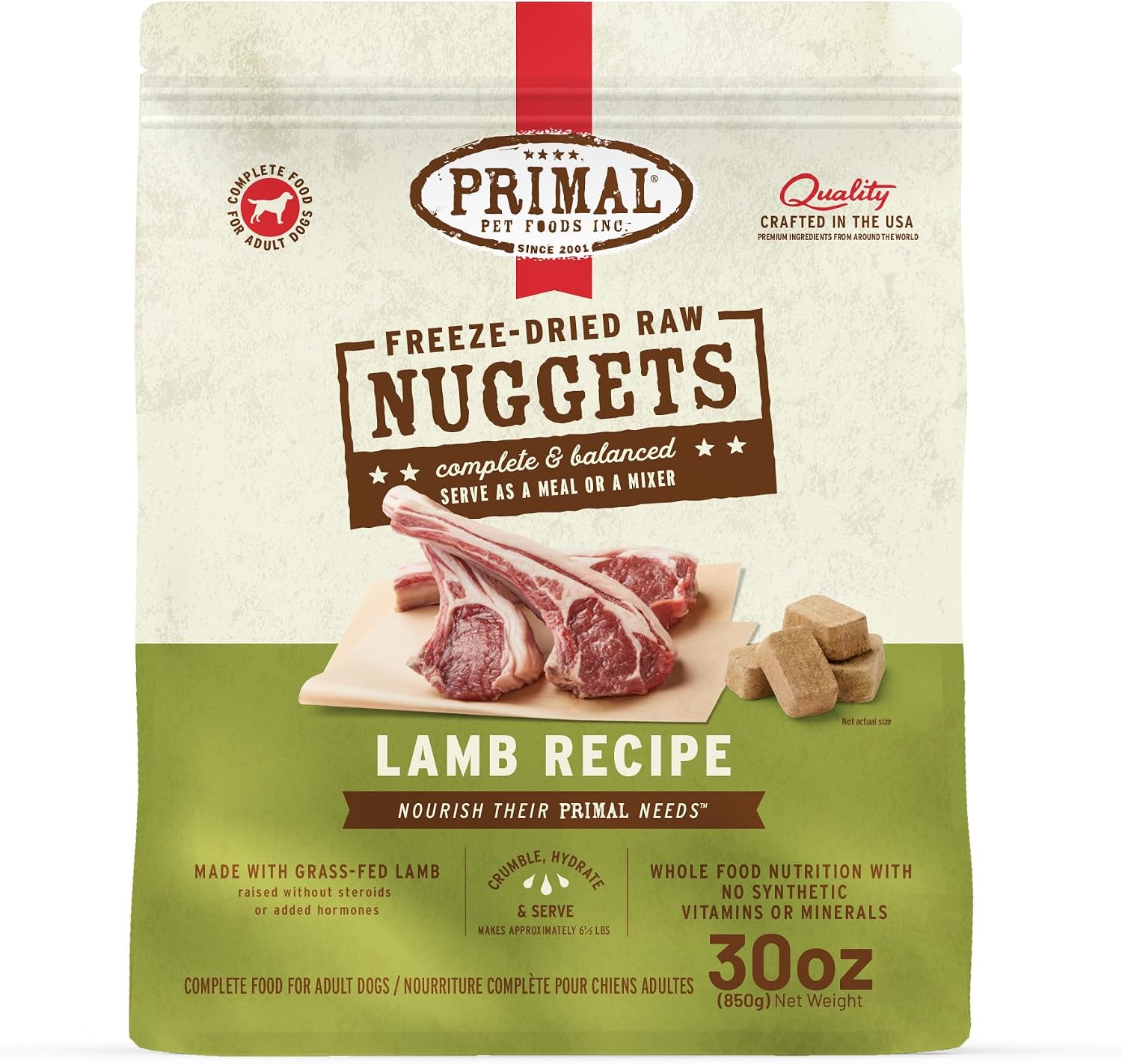 Primal Freeze Dried Raw Dog Food Nuggets, Beef, 14 oz | Complete & Balanced Nutrition, Meal, Topper or Treat, Grain-Free, High Protein, No Synthetic Vitamins & Minerals