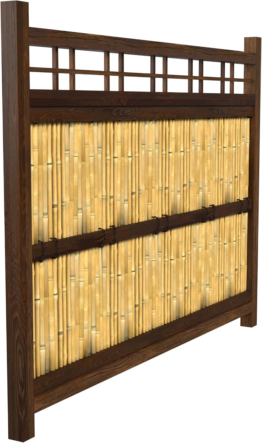 Red Lantern 4 x 1.5 ft. Japanese Bamboo Kumo Fence Panel, 4ft. x 2ft, Brown