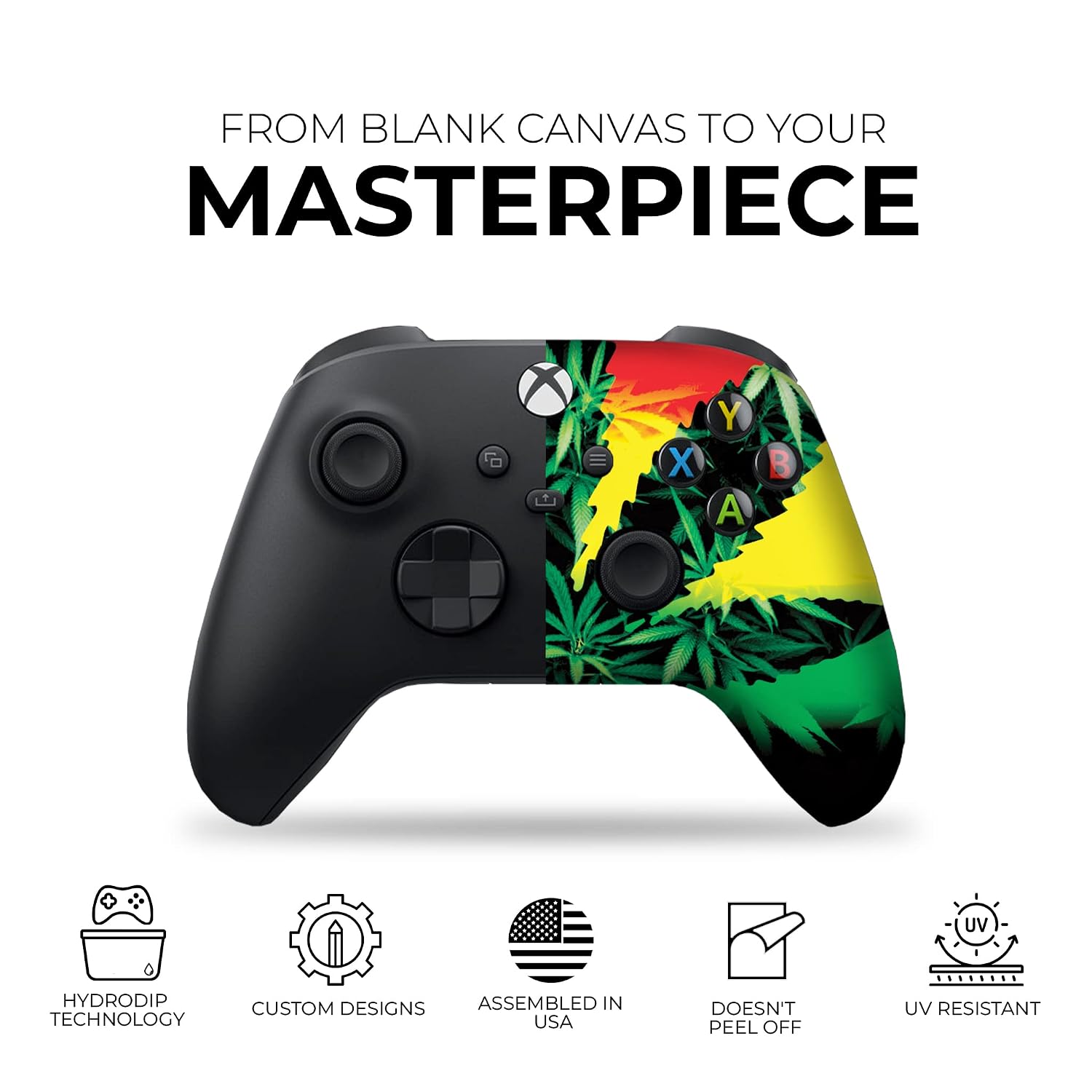 DreamController Green Weed Grass Custom X-box Controller Wireless compatible with X-box One/Series X/S Proudly Customized in USA with Permanent