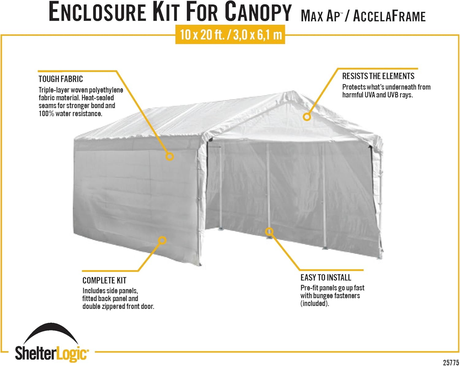 ShelterLogic MaxAP Canopy Enclosure Kit, 10 x 20 ft. (Frame and Canopy Sold Separately)