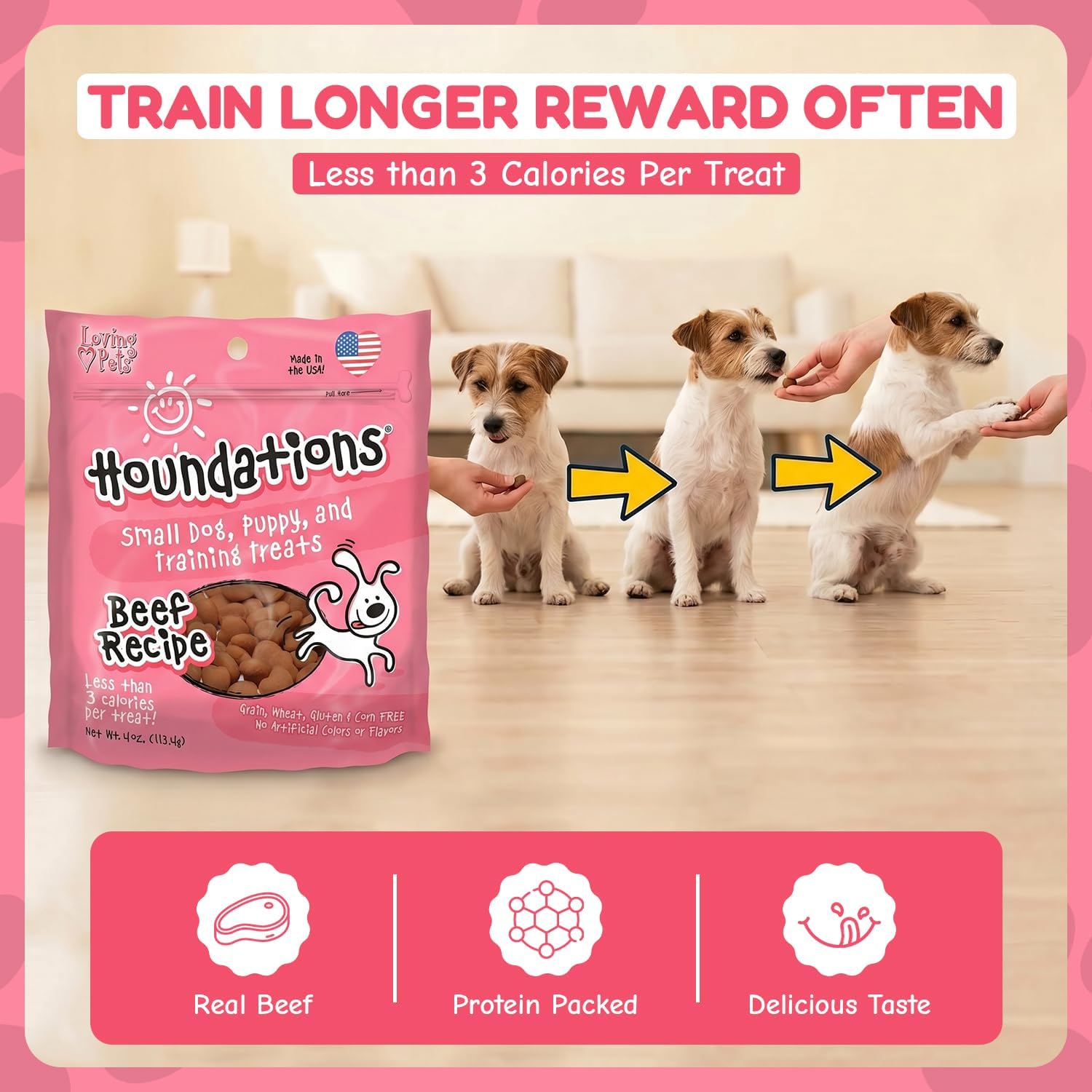 Loving Pets Houndations Chicken Dog Training Treats | All Natural | 2.6 Calories Per Treat | Grain-Free, Wheat-Free, Gluten-Free & Corn-Free | for Small Dogs & Puppies, 4 oz