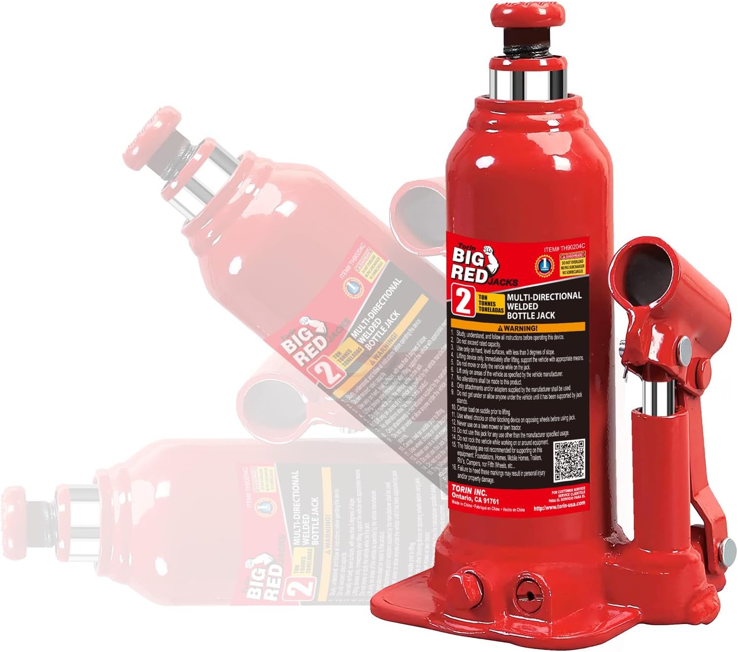 Torin T90413 Big Red Hydraulic Bottle Jack with Carrying Case, 4 Ton (8,000 lb) Capacity
