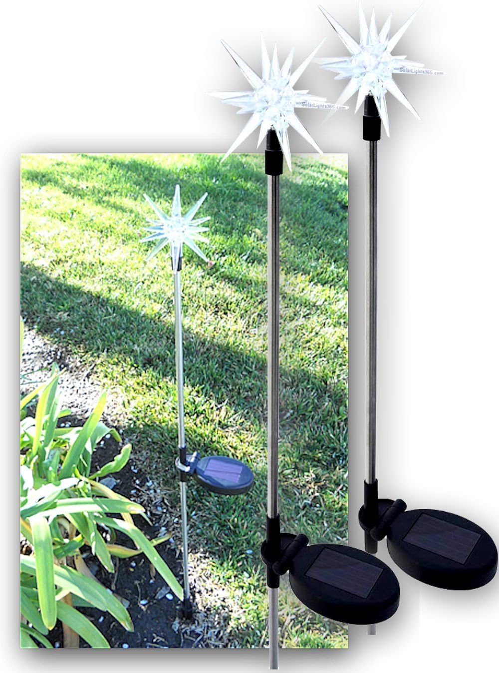 1011-2 Sparkling Solar Star Lights Garden Stake (Set of 2)
