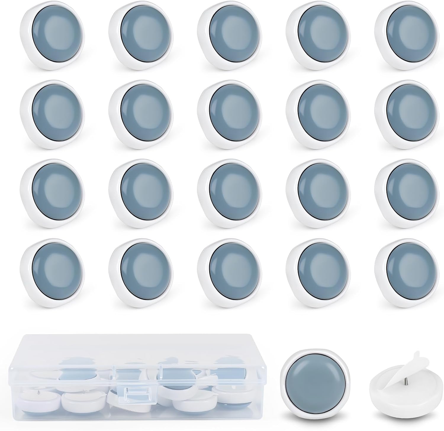 Teflon Furniture Sliders, 20pcs 1inch Square Furniture Glides with Nail for Carpet Tile Hardwood (Grayish Blue)