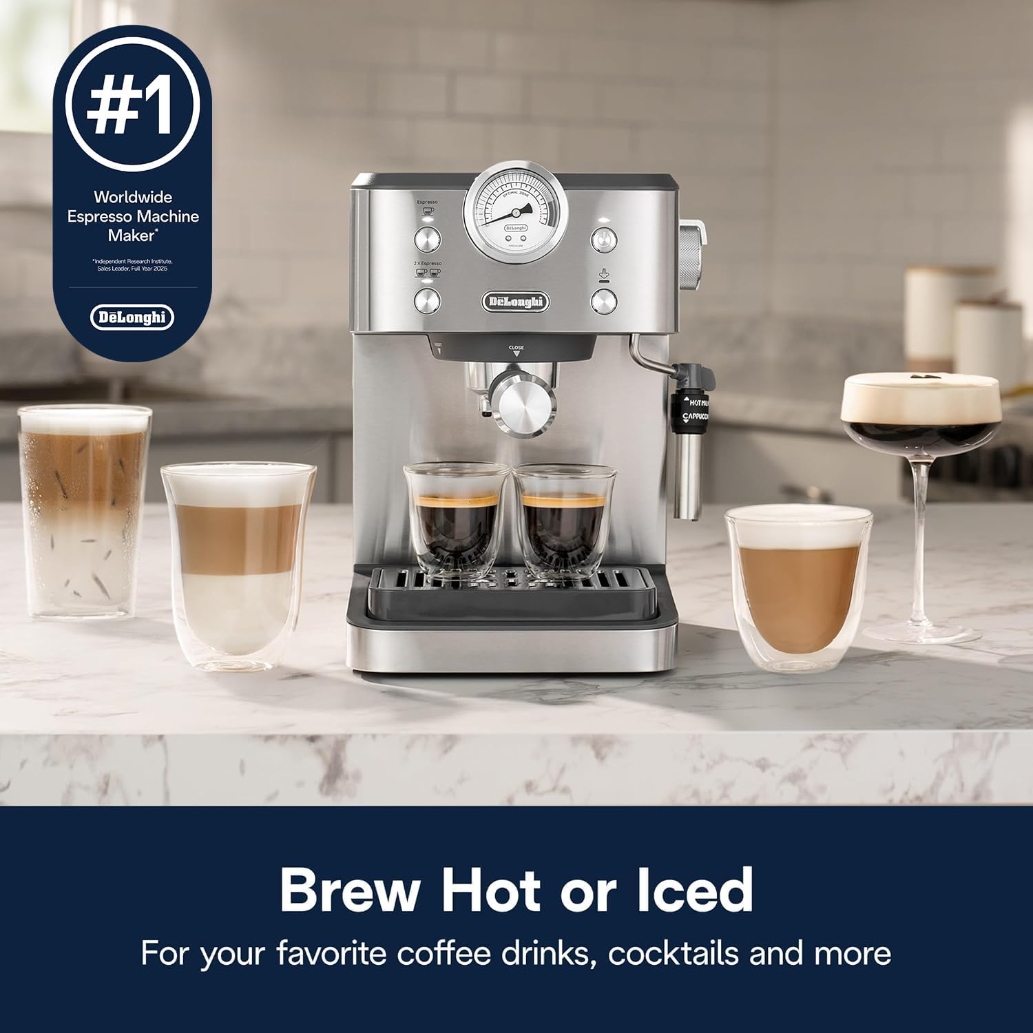 De'Longhi Stilosa Compact Manual Espresso Machine, Manual Milk Frother