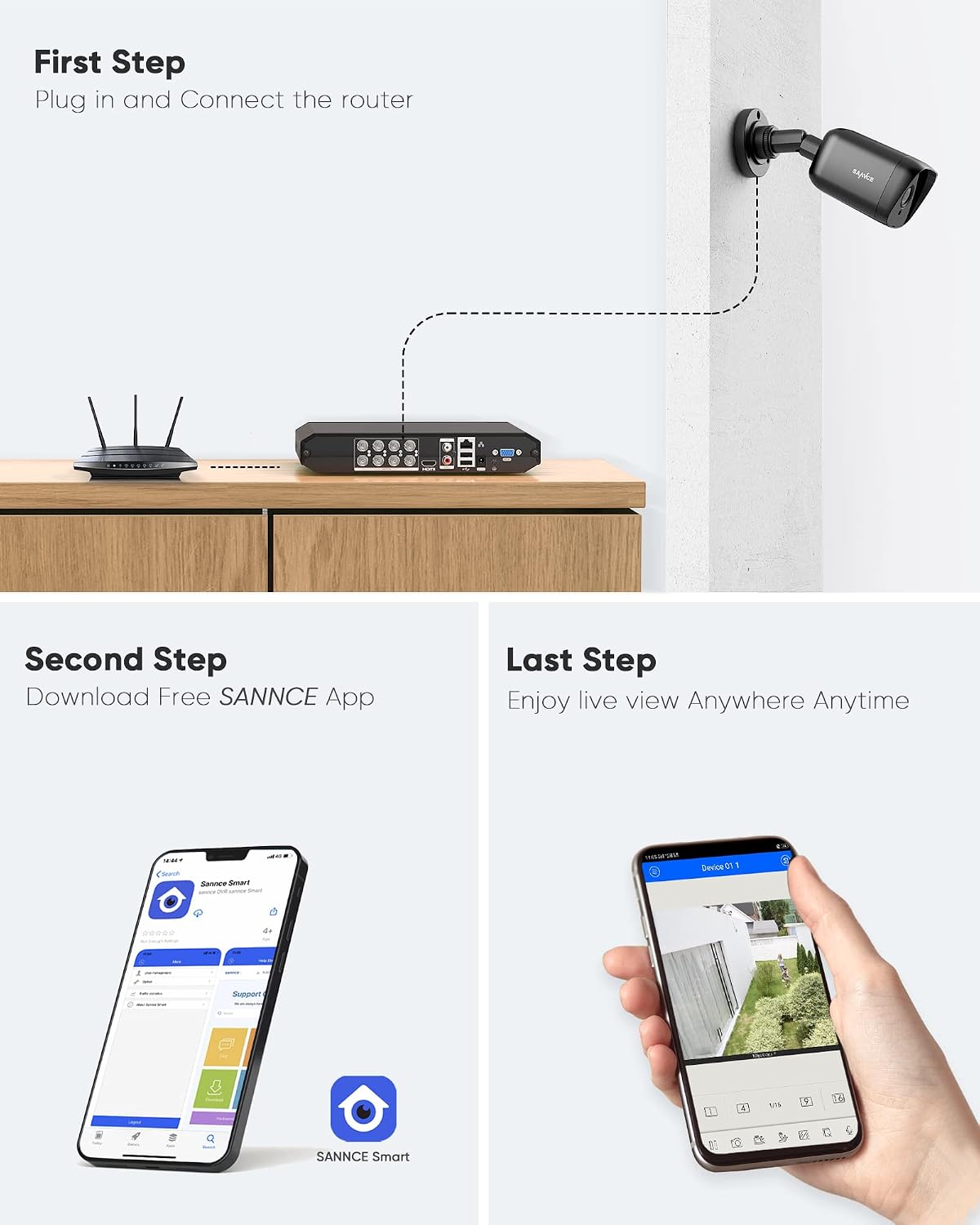 SANNCE 5MP 8 Channel Security Camera DVR, H.264+ Hybrid 5-in-1 Surveillance DVR Recorder, Supports 2MP TVI AHD CVI CVBS Analog IP Security Cameras, Remote Access, Motion Alert (NO Hard Drive)