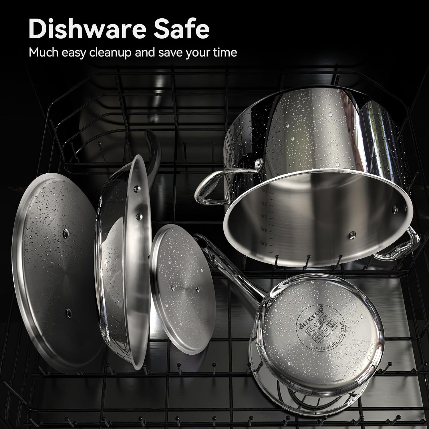 Duxtop Tri-Ply Stainless Steel Induction Cookware, 9PC Pots and Pans Set | Whole Clad 3-Layer Steel, Family Cookware Set, Even Heating