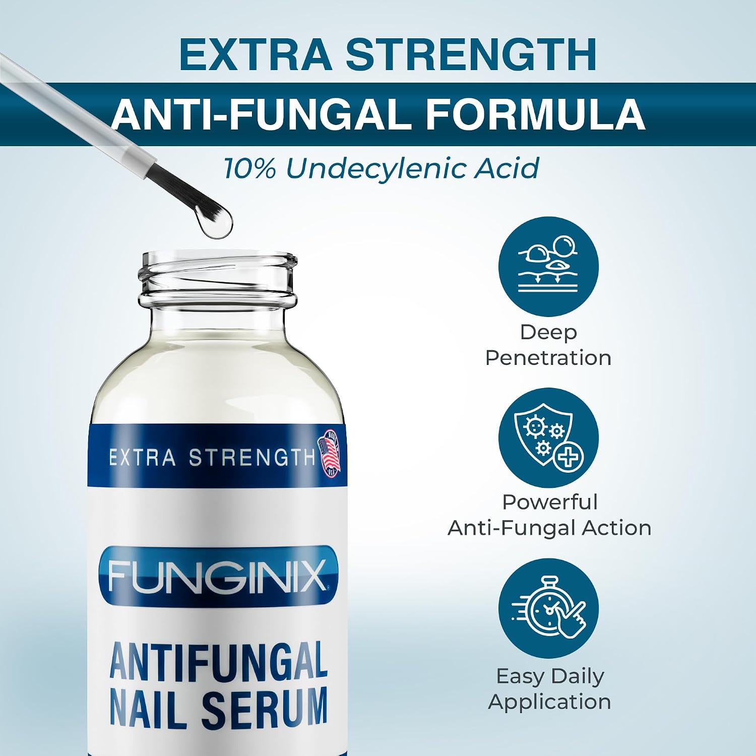 FUNGINIX Toenail Fungus Treatment Extra Strength - Antifungal Nail Treatment With 10% Undecylenic Acid & Tea Tree Oil - Includes Natural Oils & Botanicals - Made in USA (Packaging Does Vary)