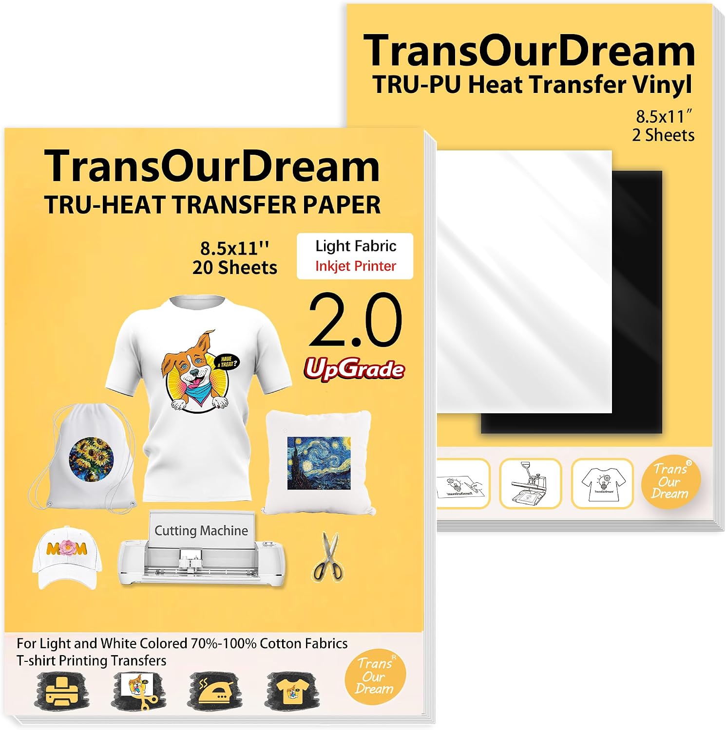 TransOurDream Upgraded Iron on Heat Transfer Paper for T Shirts (20 Sheets