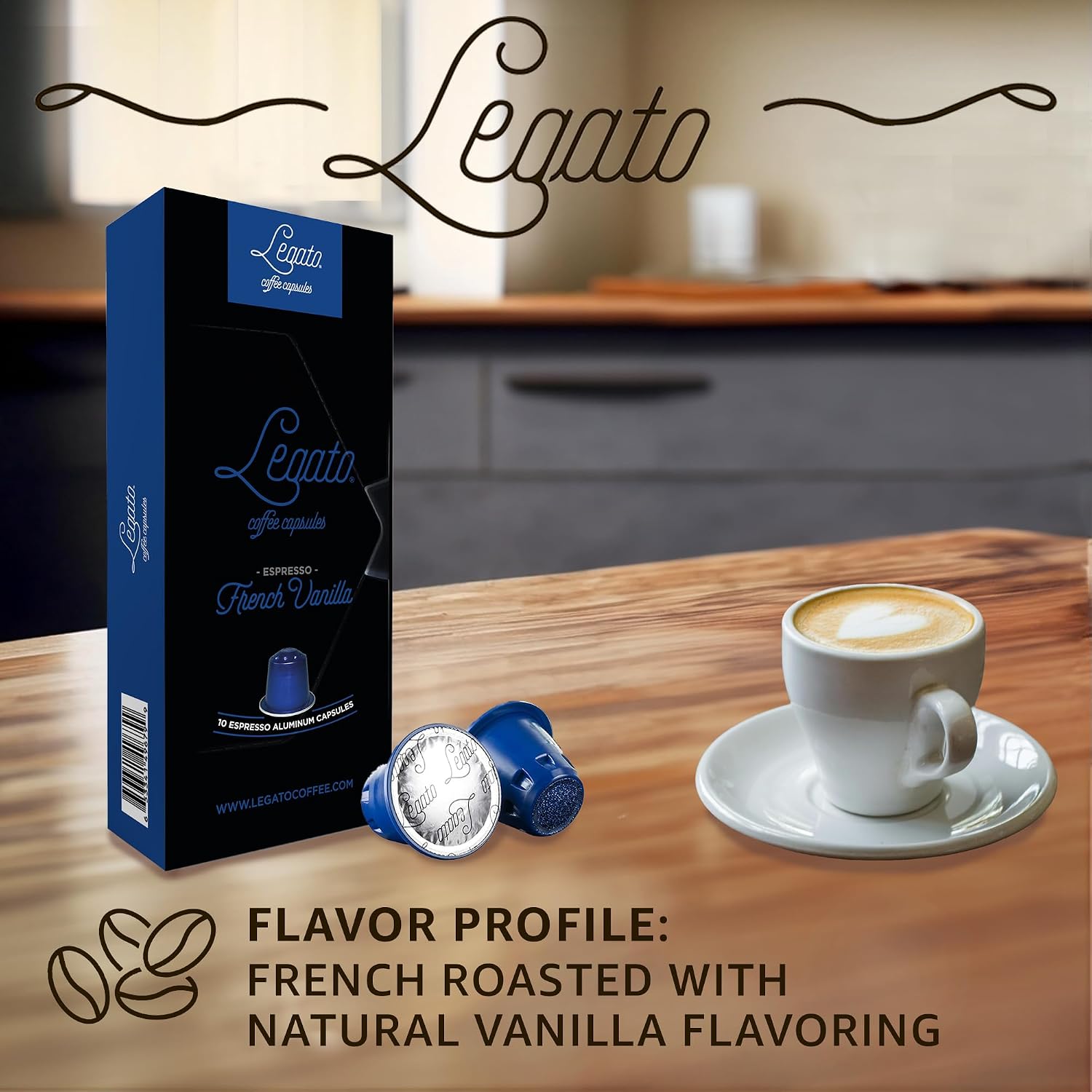 Legato Espresso Capsules - 10/100 count - Single-Serve Coffee Pods - Compatible with Nespresso OriginalLine Machine - Cafe-style Coffee at Home (100, Hazelnut Strength 5)