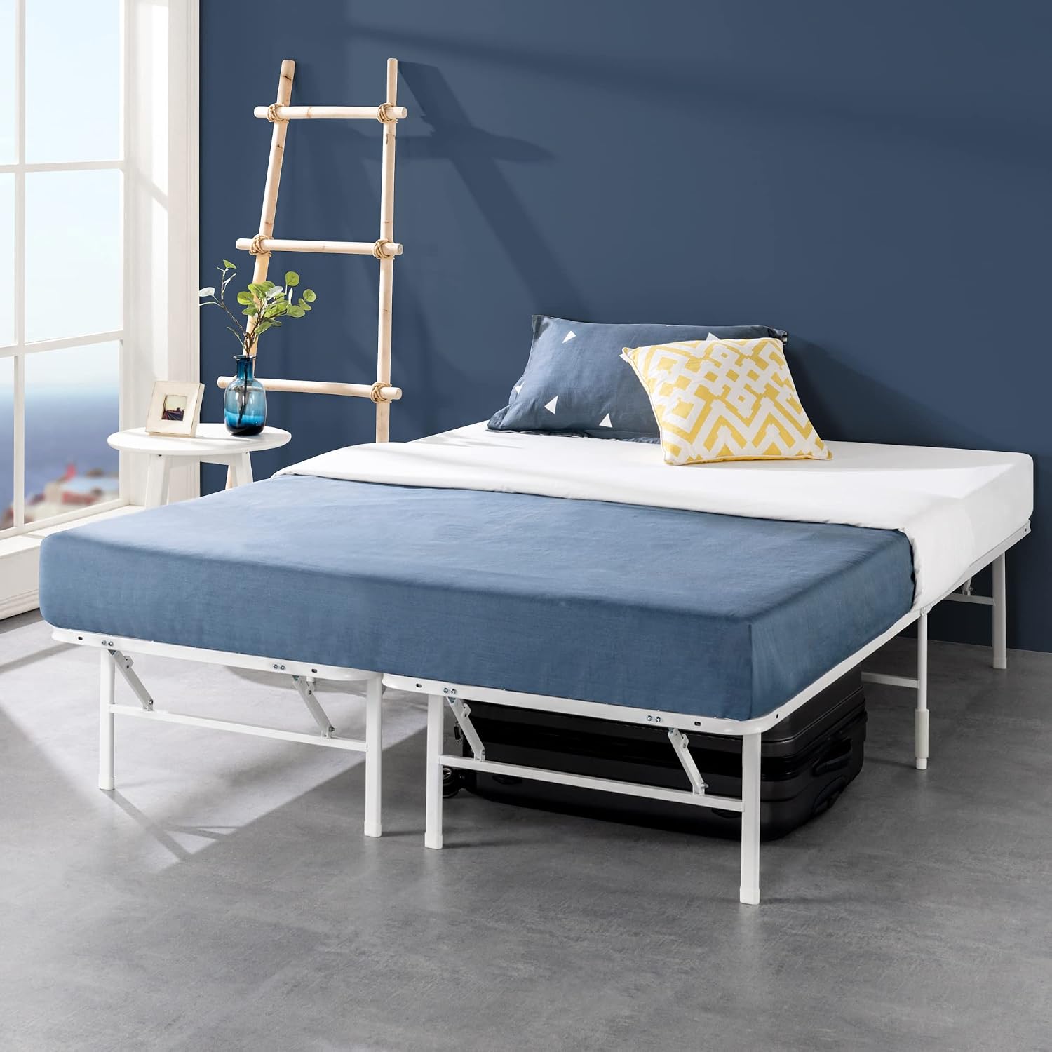 Zinus SmartBase Tool-Free Assembly Mattress Foundation, 14 Inch Metal Platform Bed Frame, No Box Spring Needed, Sturdy Steel Frame, Underbed Storage, Black, Queen