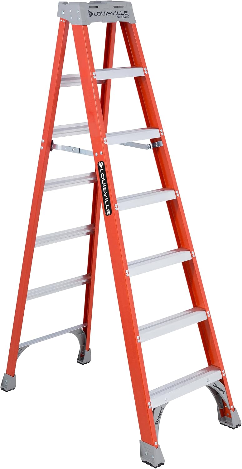 Louisville Ladder 12-Foot Fiberglass Step Ladder, 375-Pound Load Capacity, Type IAA, FS1312HD