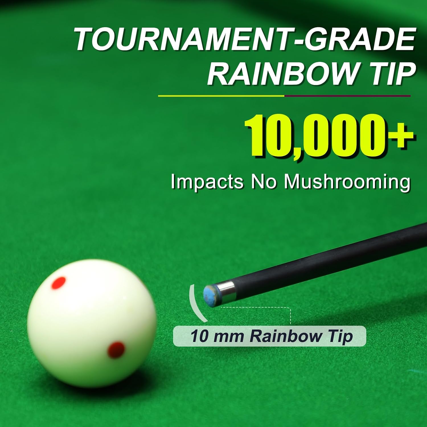 Carbon Fiber Pool Cue Stick 19.5 oz, Professional 10mm Rainbow Tip, 3 * 8 * 8 Joint, Suitable for Billiards and Snooker