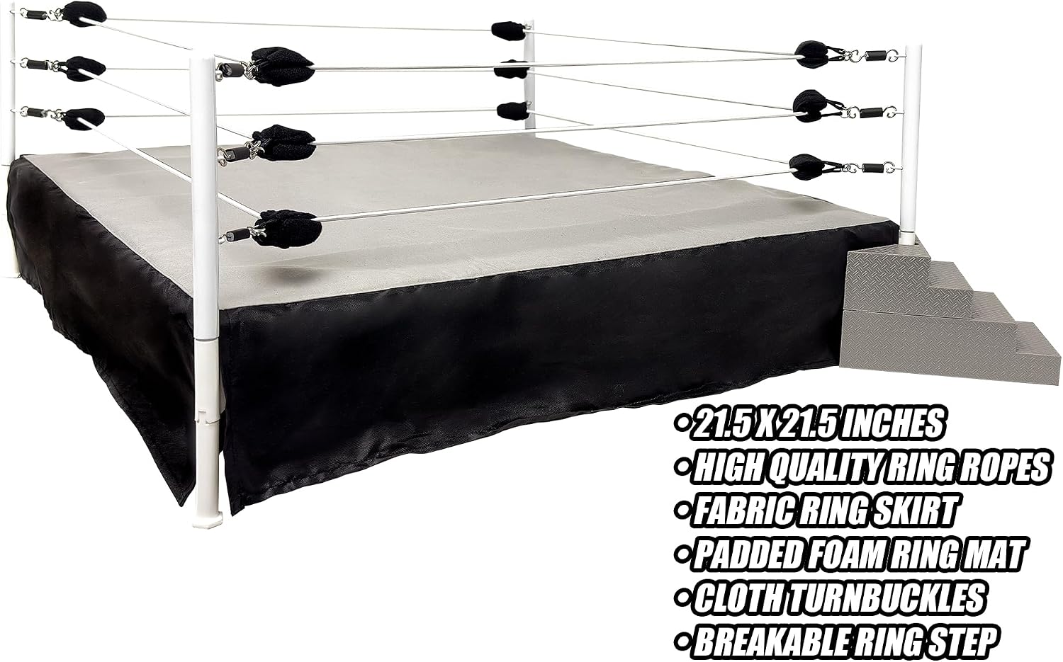 Ultimate Wrestling Ring Playset With Barricade, Ring & Commentators Tables | Build a Complete Wrestling Figure Arena with a 21.5 Inch Ring