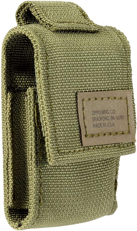 Zippo OD Green Tactical Pouch and Black Crackle Windproof Lighter Gift Set