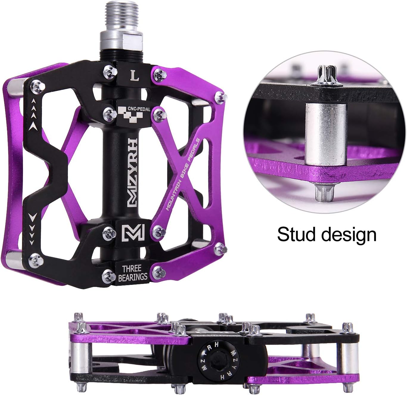 MZYRH Mountain Bike Pedals, Ultra Strong Colorful CNC Machined 9/16" Cycling Sealed 3 Bearing Pedals