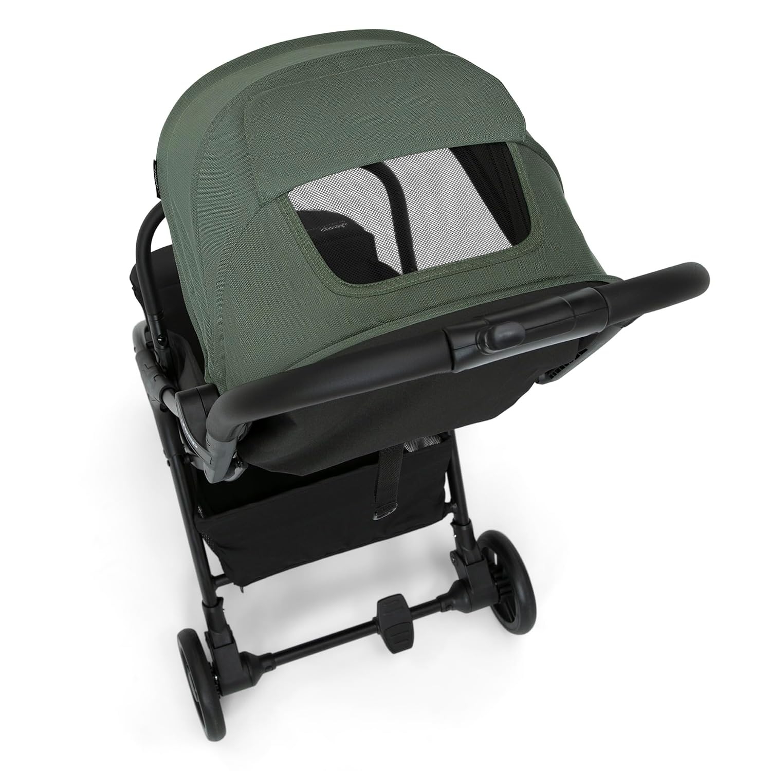 Jeep Altitude Compact Travel Stroller by Delta Children Greenguard Gold, Easy One Hand Fold, Lightweight, Extendable Canopy with Peek-a-Boo Window, Reclining Seat, 4 Wheel Suspension, Olive Green