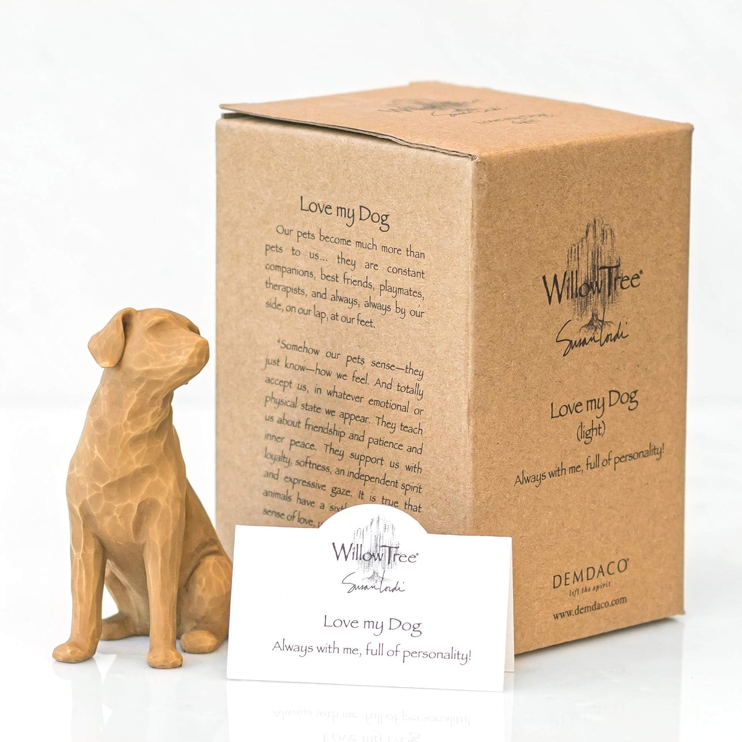 Willow Tree Love My Dog (Light), Sculpted Hand-Painted Figure | Cast from a Susan Lordi Original Carving, Gift for Dog Lovers, Celebrates the Loving Bond Between People and Their Dogs