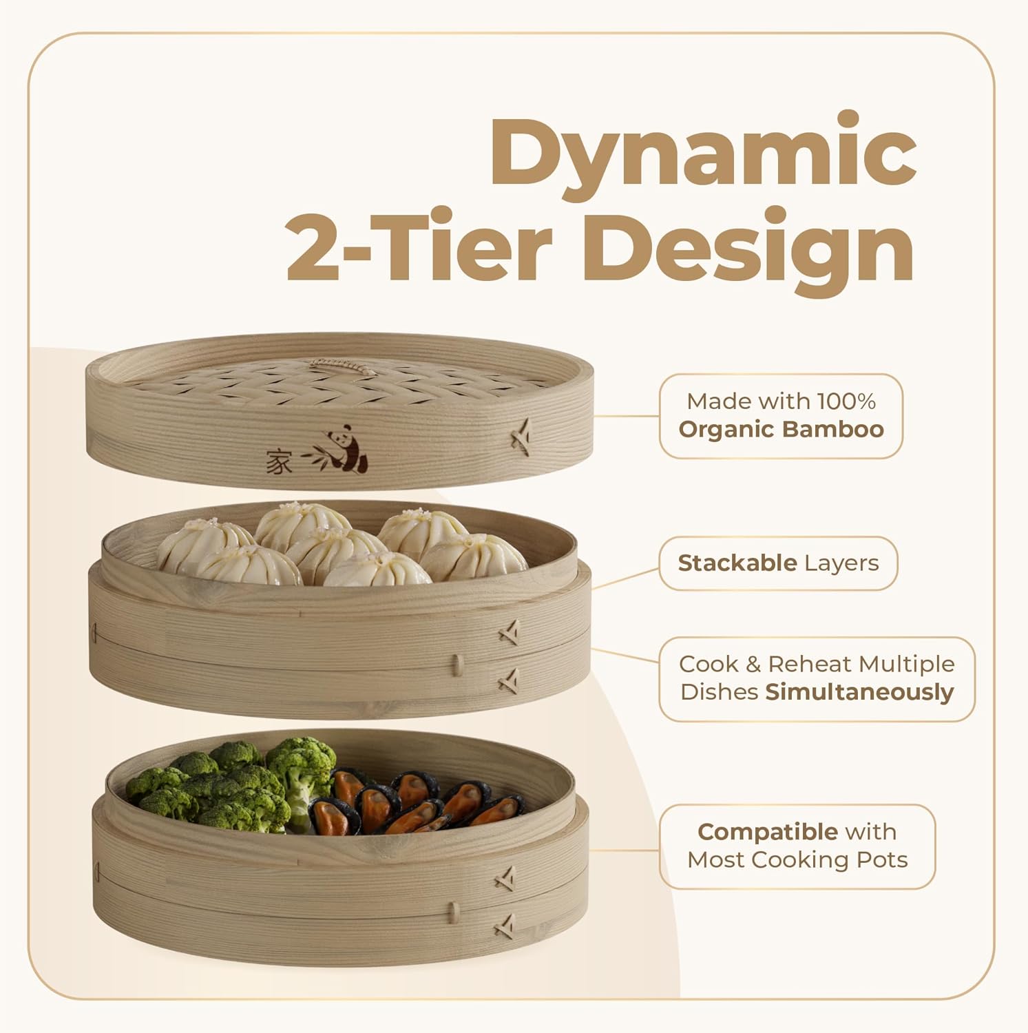 54-Piece Bamboo Steamer Basket Set, 10 Inch for Delicious, Authentic Meals