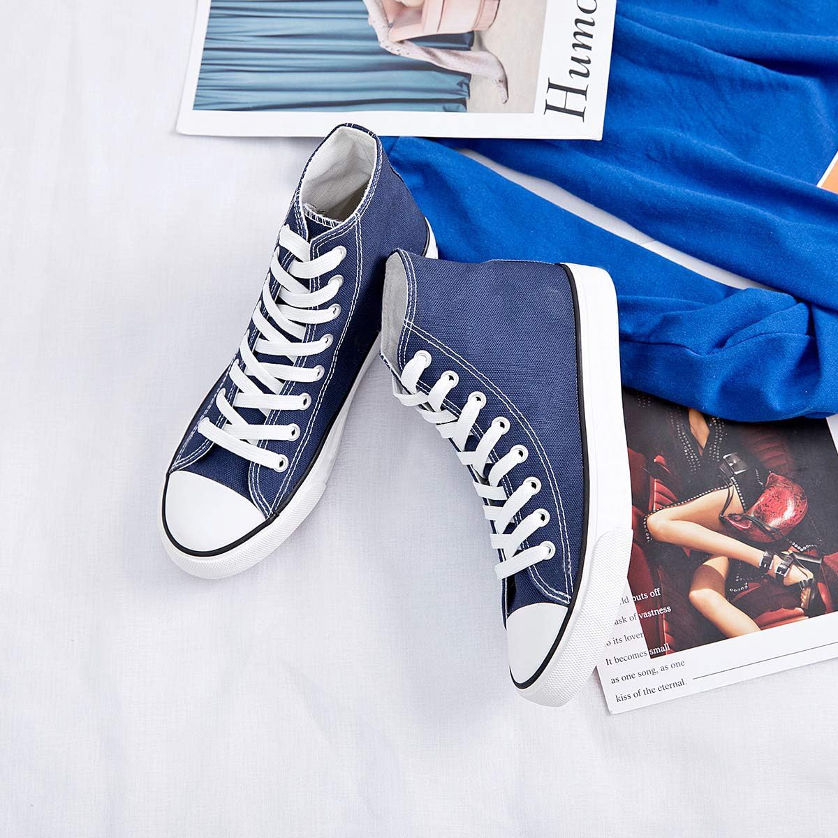 Womens Canvas Sneakers High Top Lace ups Casual Walking Shoes