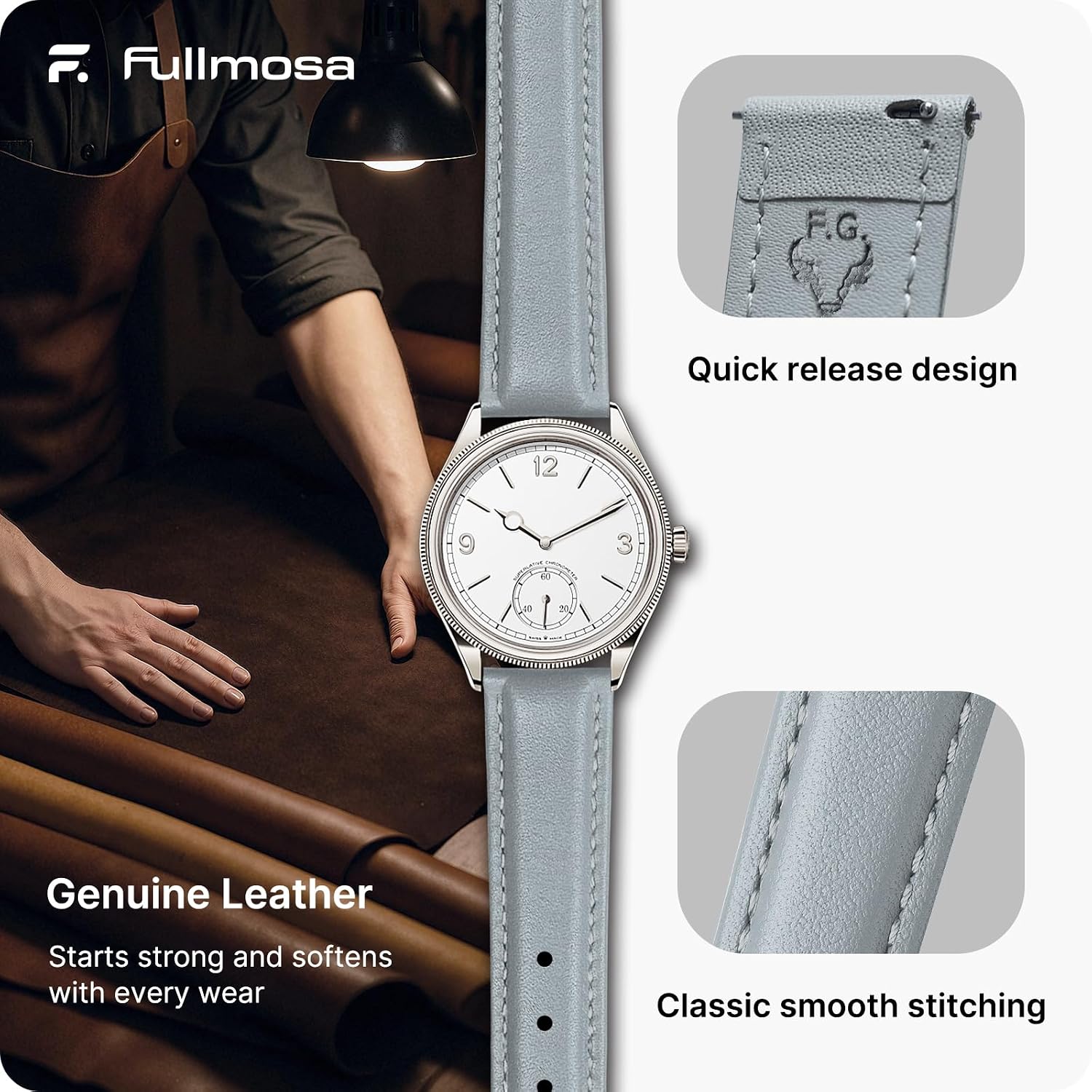 Fullmosa 22mm Quick Release Leather Watch Band for Garmin Samsung Galaxy | Strap for Garmin Vivoactive 4 45mm,Garmin Venu 4(45mm)/Venu 3/Venu 2,Samsung Galaxy Women Men, Red&Silver Buckle