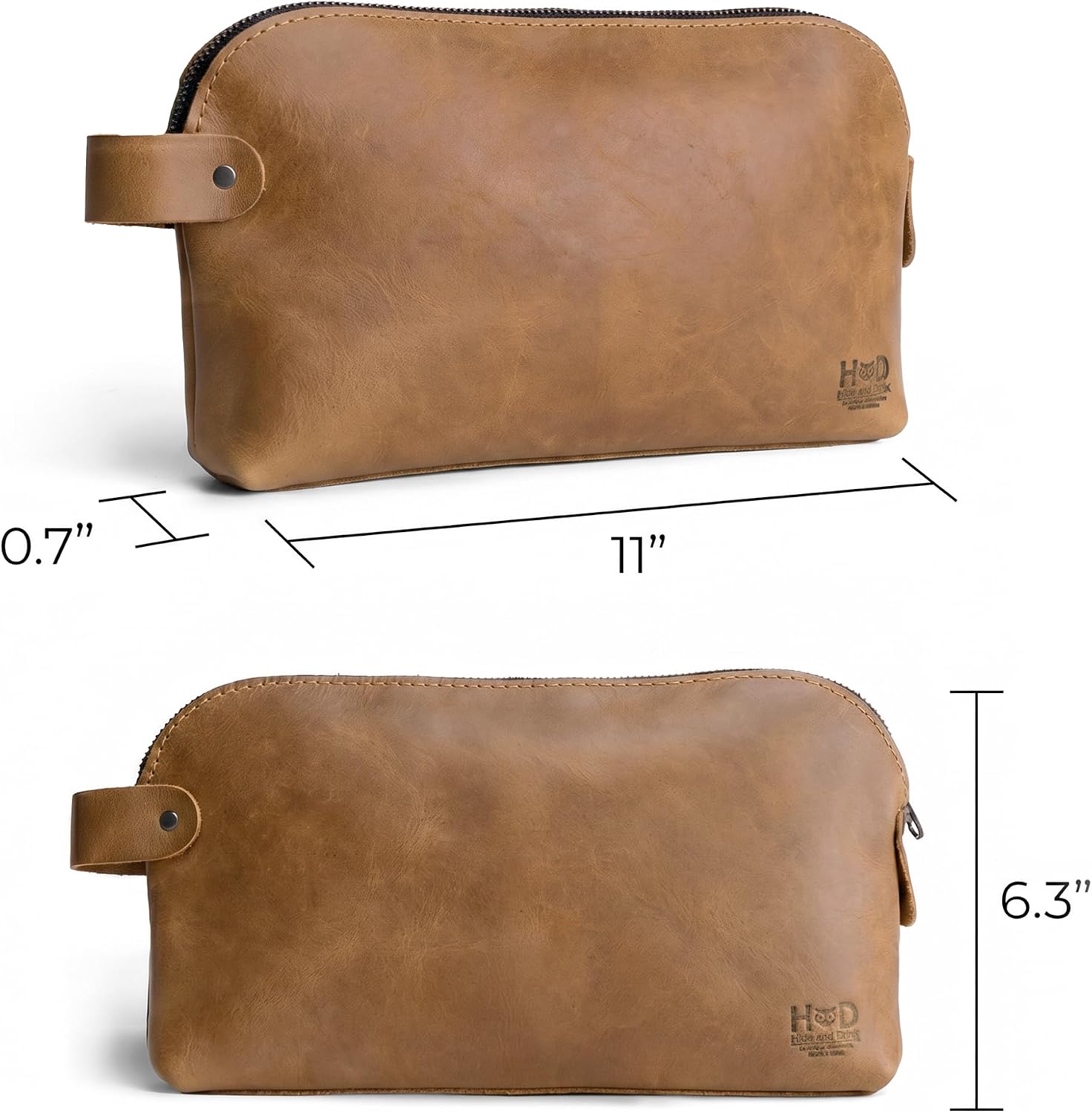 Hide & Drink, Large Rustic All Purpose Utility Bag for Cords & Chargers, Travel Bag, Multi-Purpose Bag, Full Grain Leather