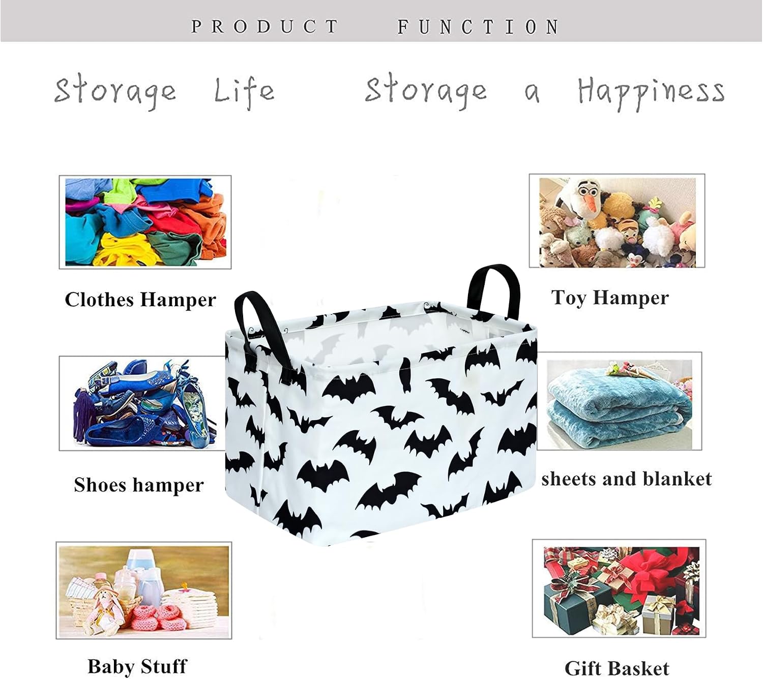 Kid Storage Basket Gift Shelf Basket Toy Storage Bin, Nursery Basket Organizer Box for Children Room Deco With Handles (Grey deer)