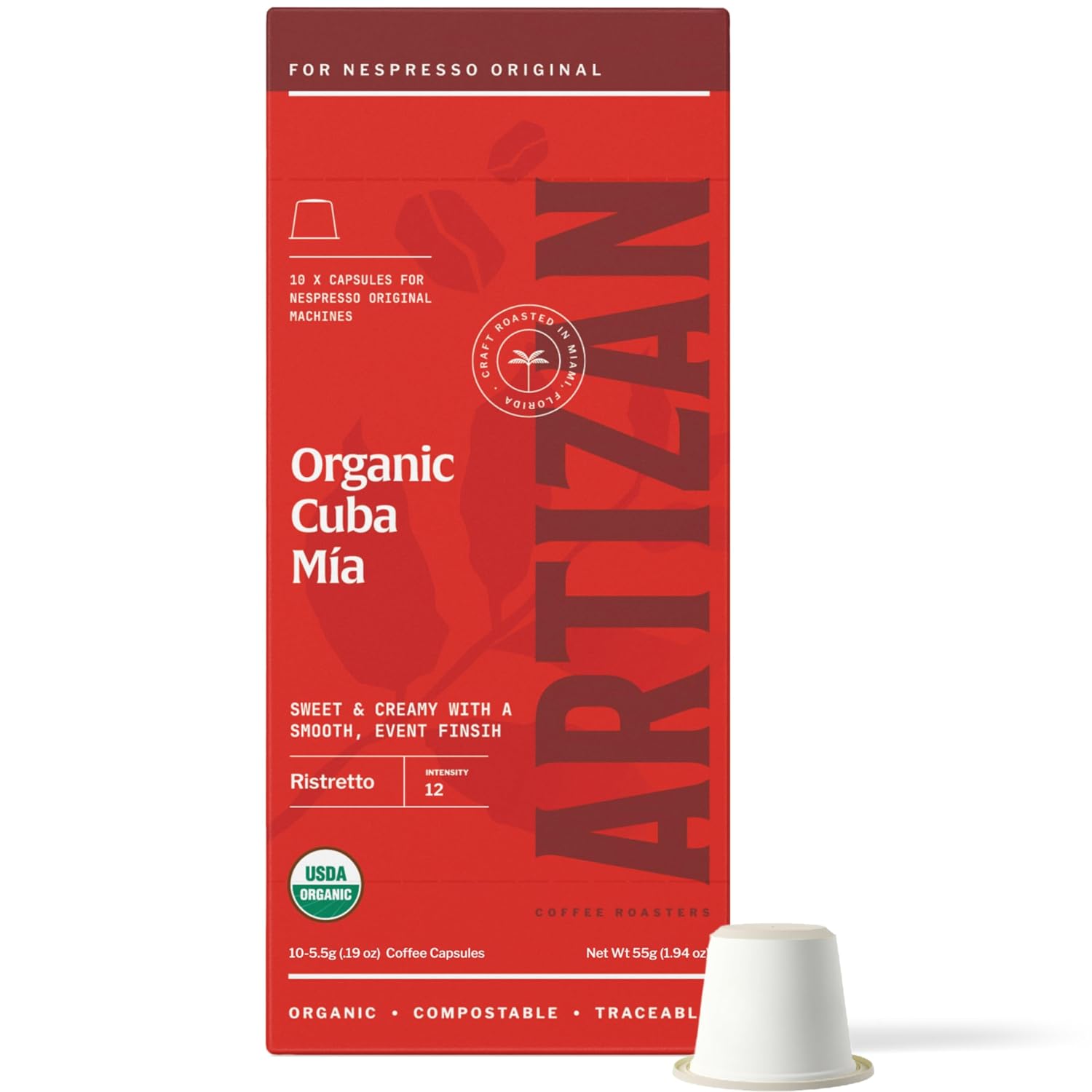 Artizan Coffee USDA Organic Espresso Coffee Capsules For Nespresso Original | Signature Blend Variety | 40 Compatible Compostable Pods