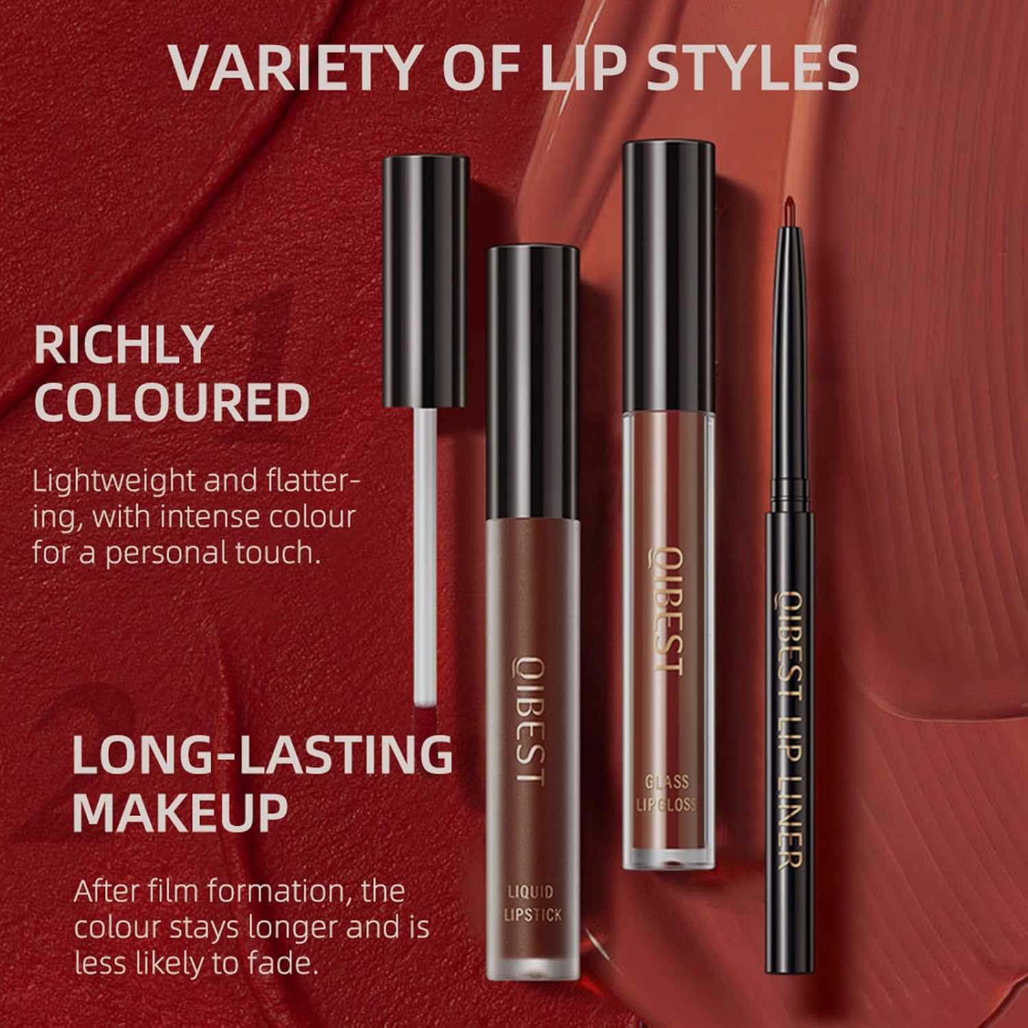QiBest 7Pcs Matte Liquid Lipstick + 1Pcs Lip Plumper Makeup Set Kit, Pigmented Long Lasting Lip Gloss Set